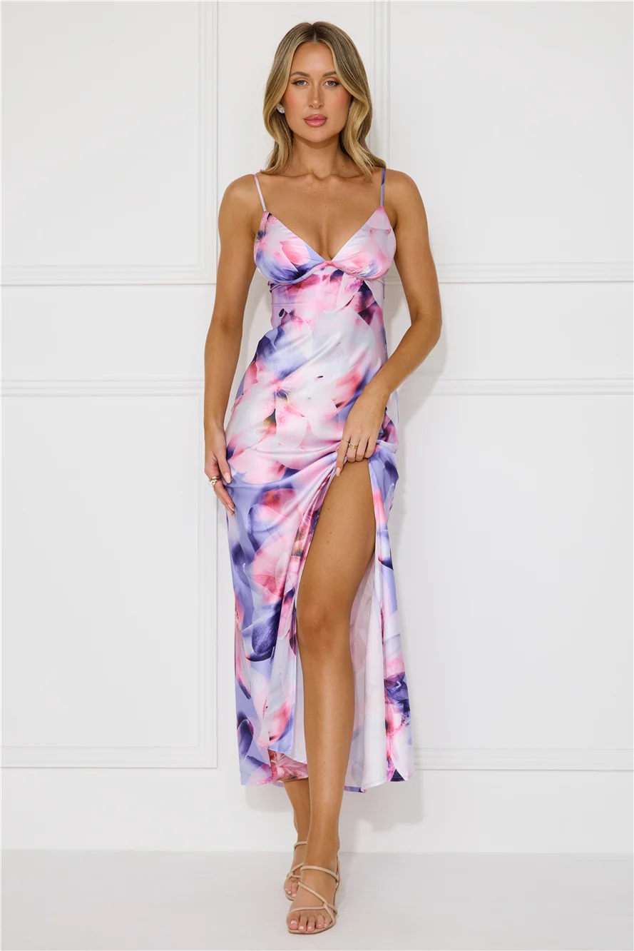 Party In Brooklyn Satin Maxi Dress Purple