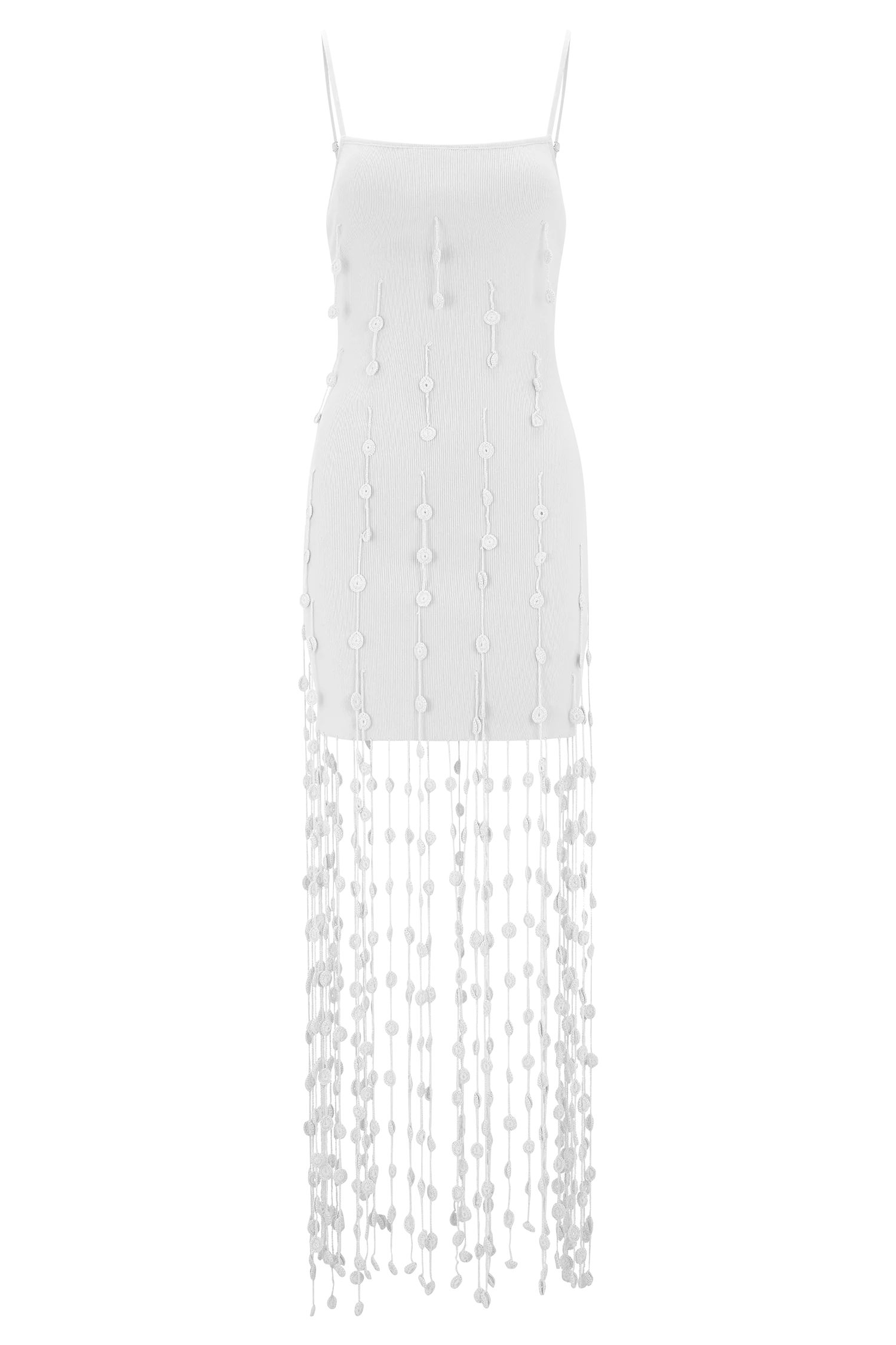 Tove Hand Knit Flower Mini Dress - White