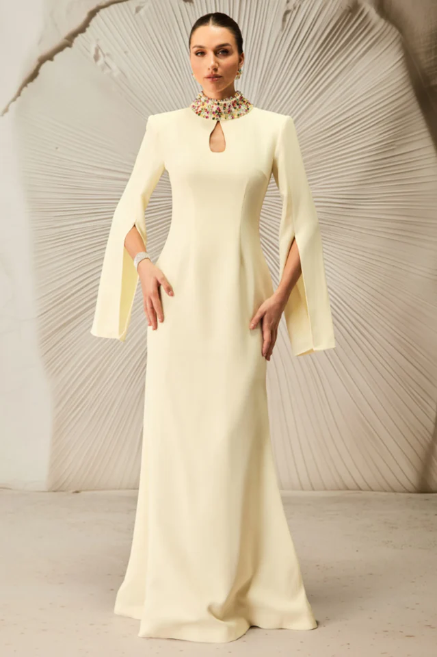 Laksha Cape Sleeve Cutout Maxi Dress