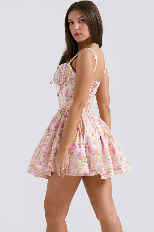 Natassia White Cotton Mini Dress