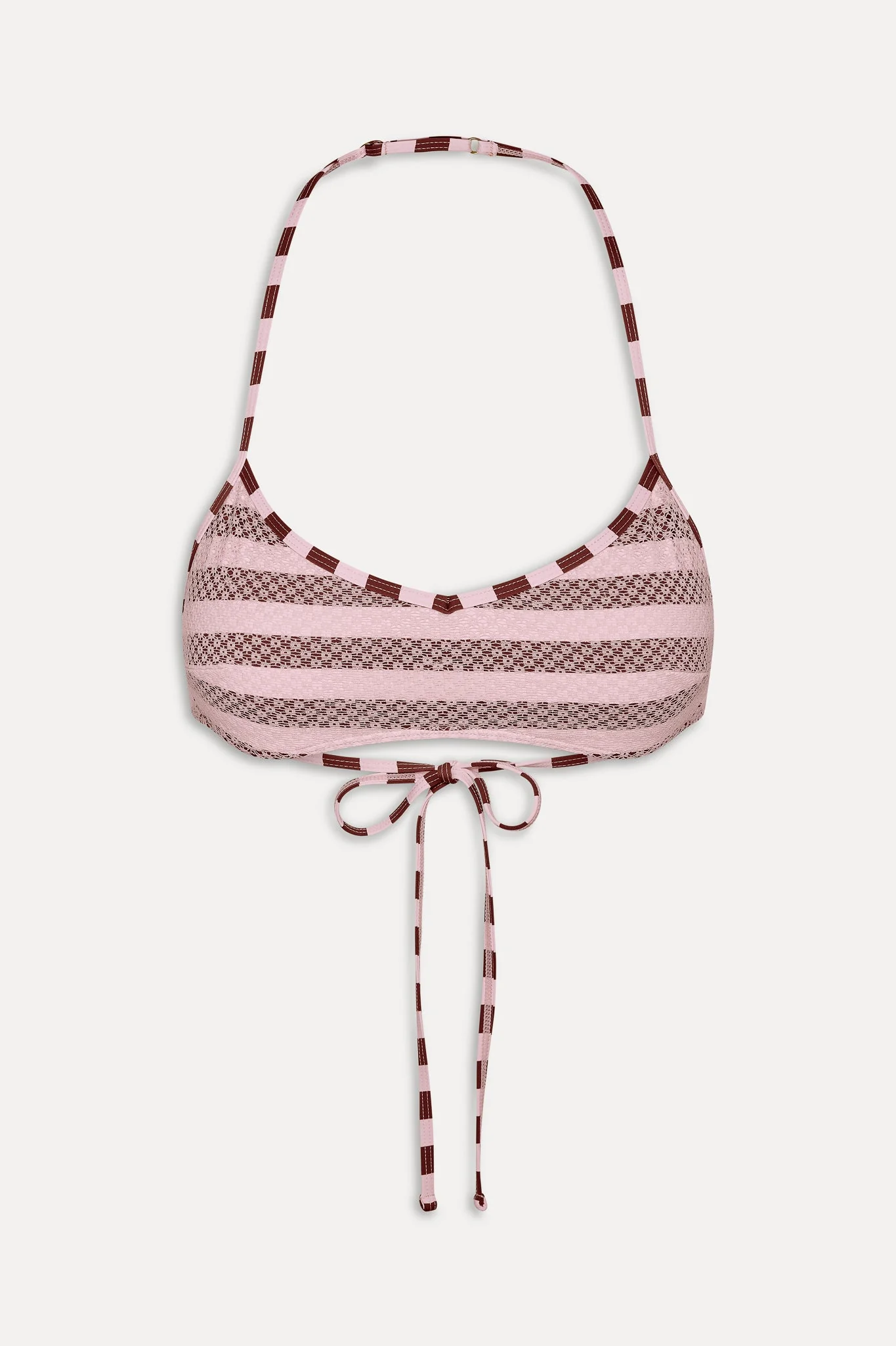 Lotus Mesh Striped Bikini Top - Strawberry Chocolate