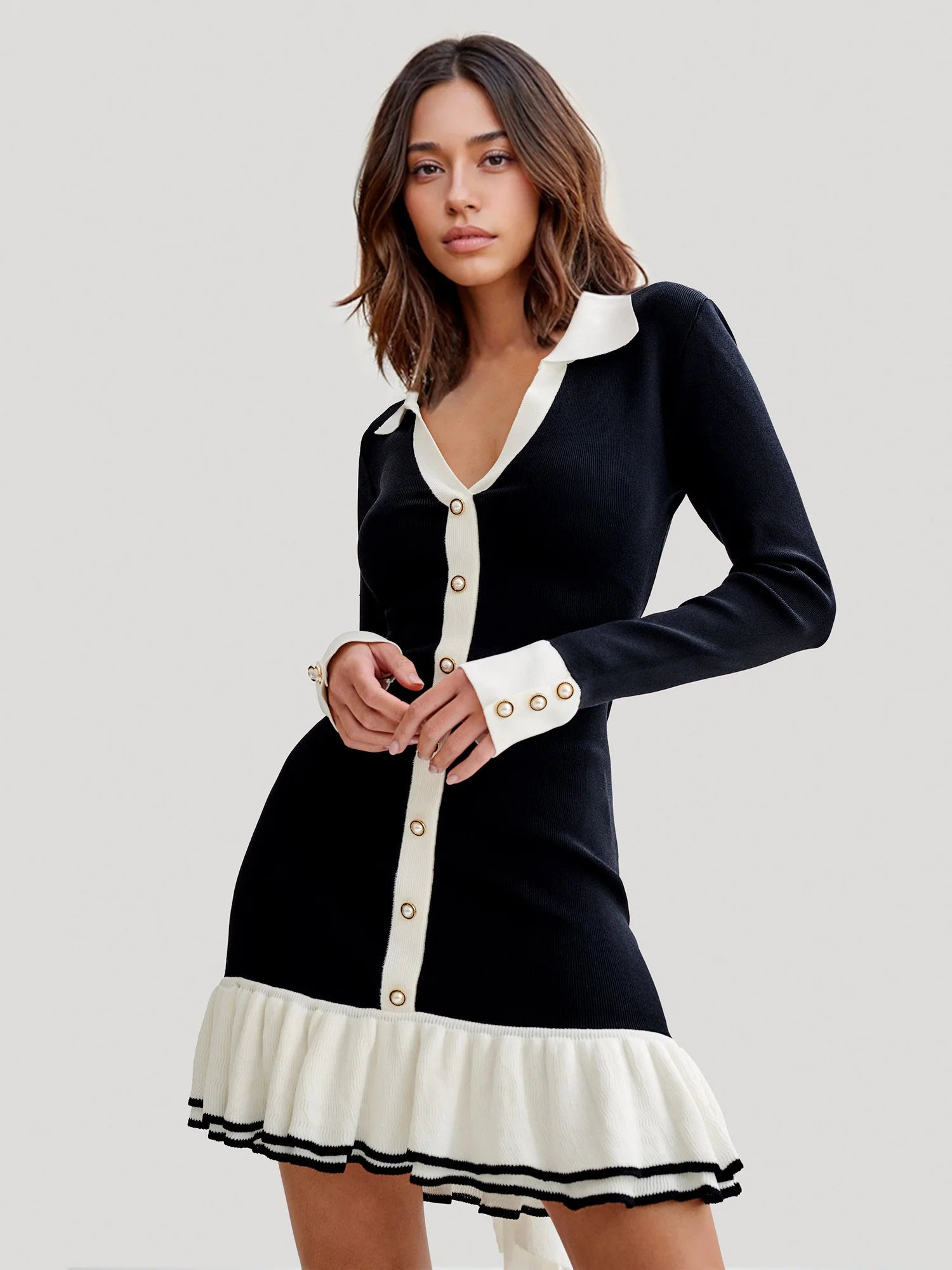 Button Detail Fitted Dress