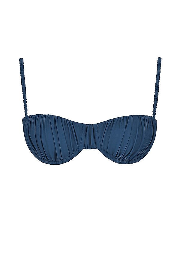 Deep Blue Ruched Bikini Top