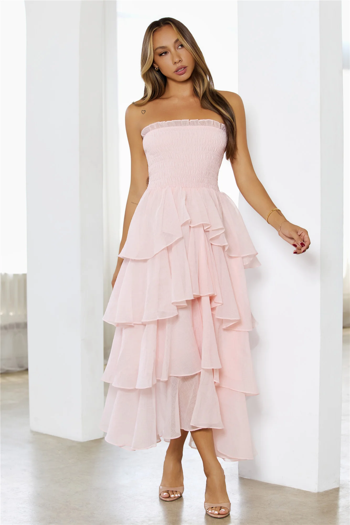 Always The Moment Strapless Maxi Dress Pink