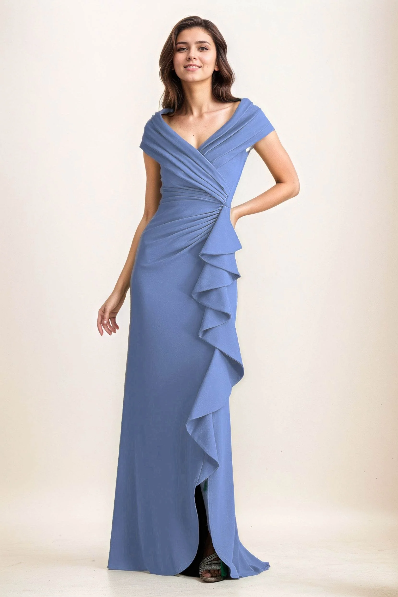 Sheath-Column Maxi Elastic Cloth Wedding Guest Dress CG0280