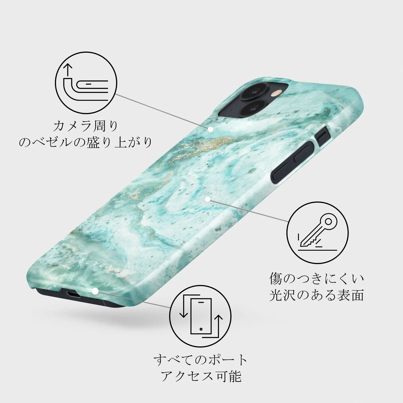 Uluwatu Waves - Teal iPhone 13 Mini ケース