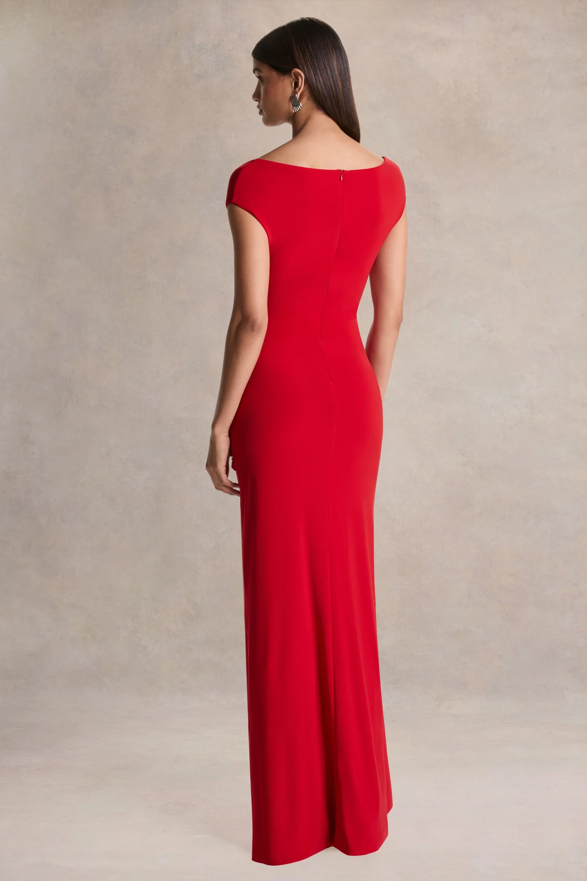 Petronia | Red V-Neck Maxi Dress With Wrap-Detail