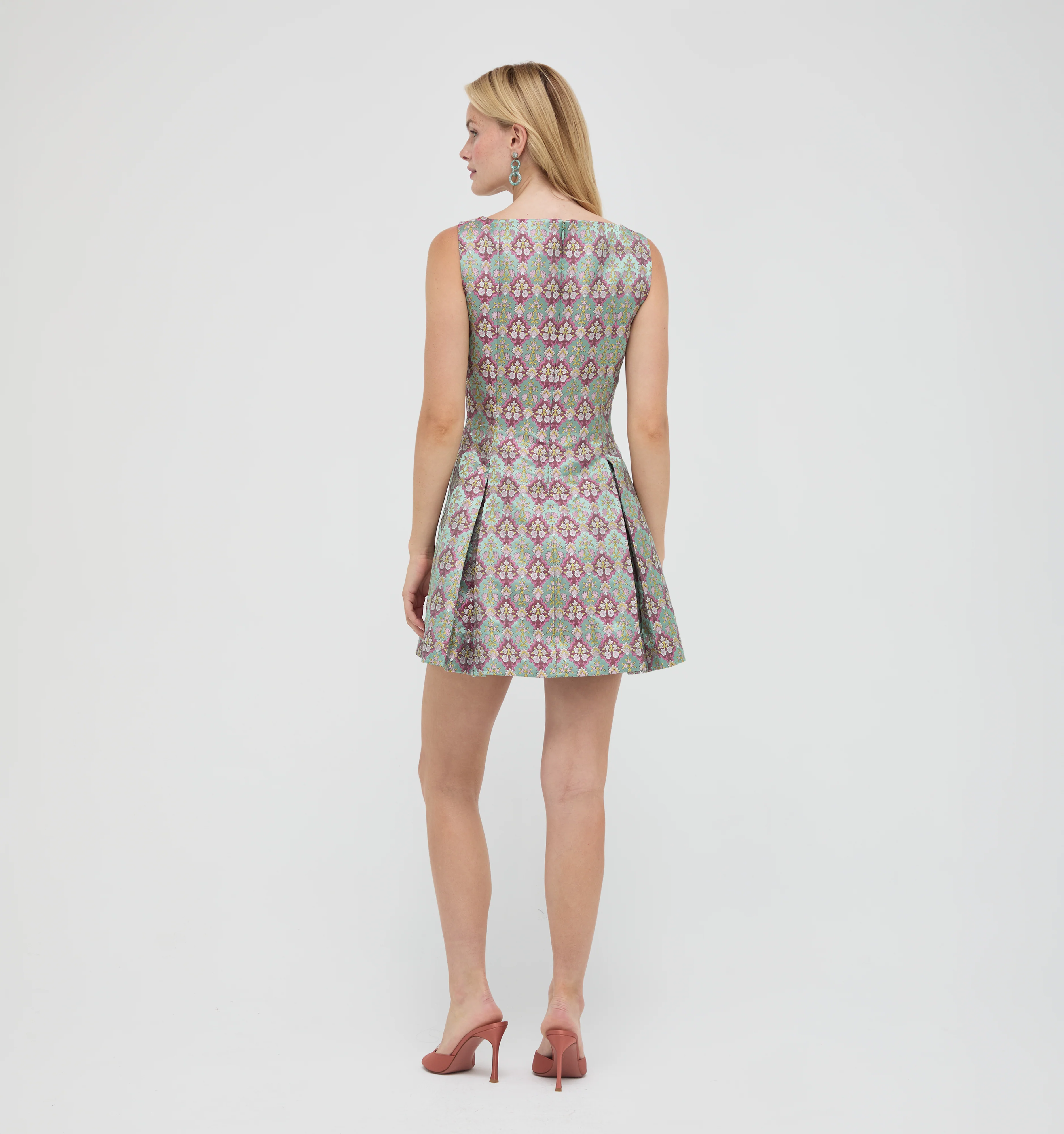 The Shayla Dress - Baroque Diamond Block Berry/Green