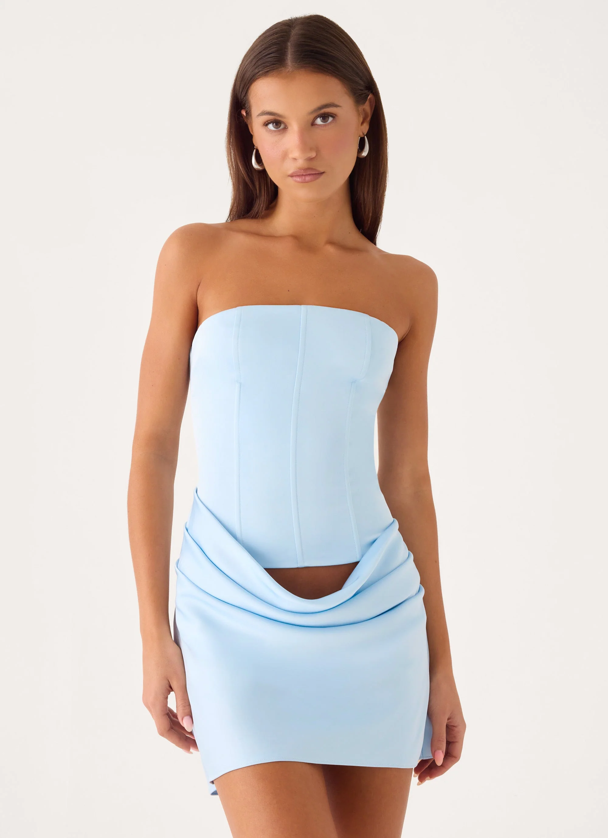 Alva Strapless Mini Dress - Blue - luluinthesky