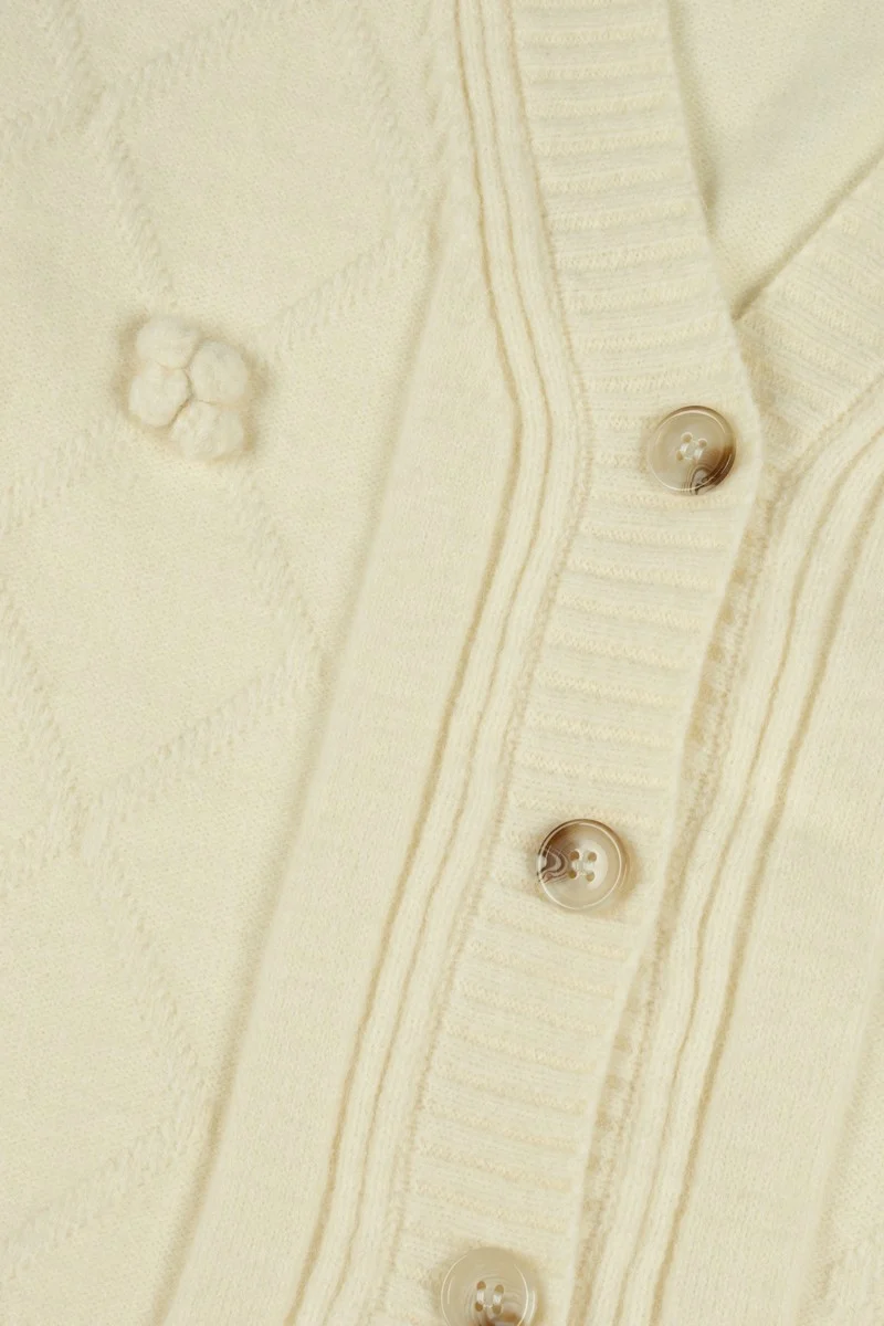 Bow Applique Cropped Cardigan Sweater