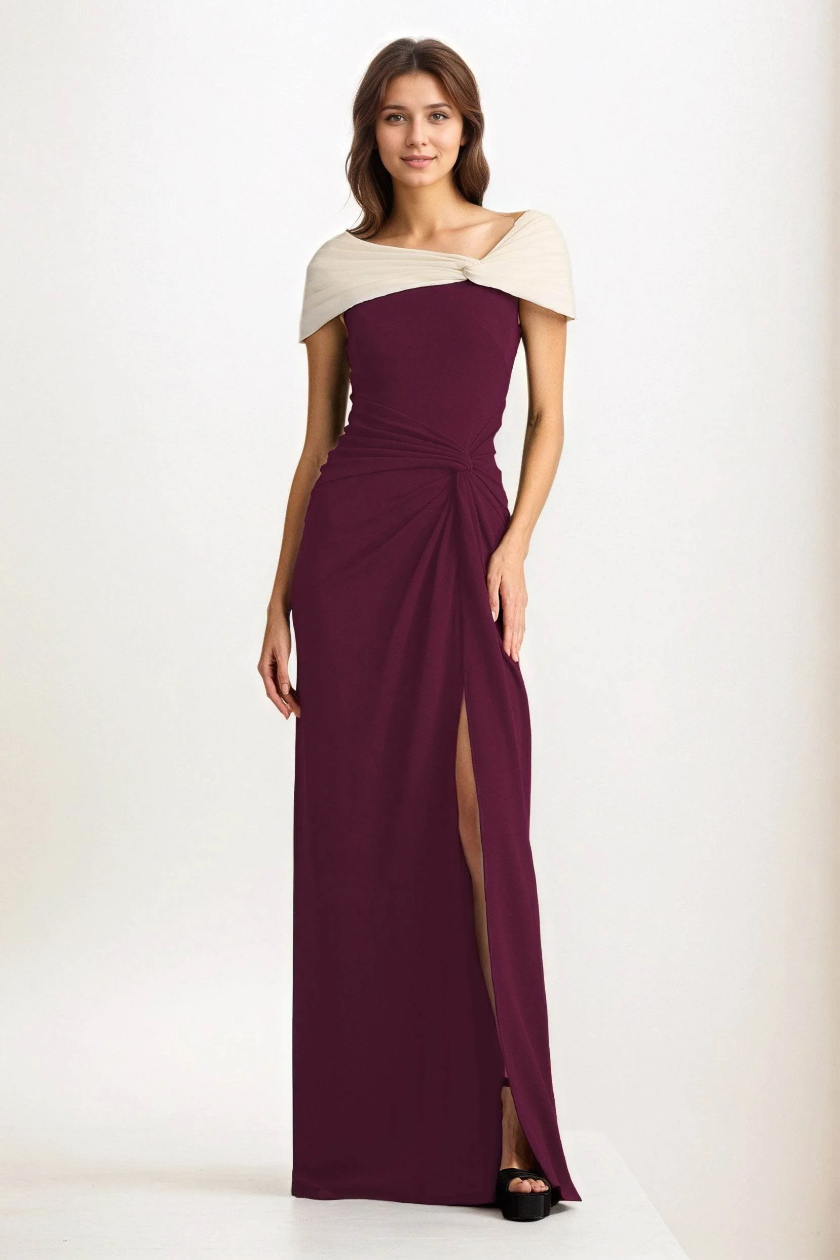 Sheath-Column Maxi Chiffon Wedding Guest Dress CG0279