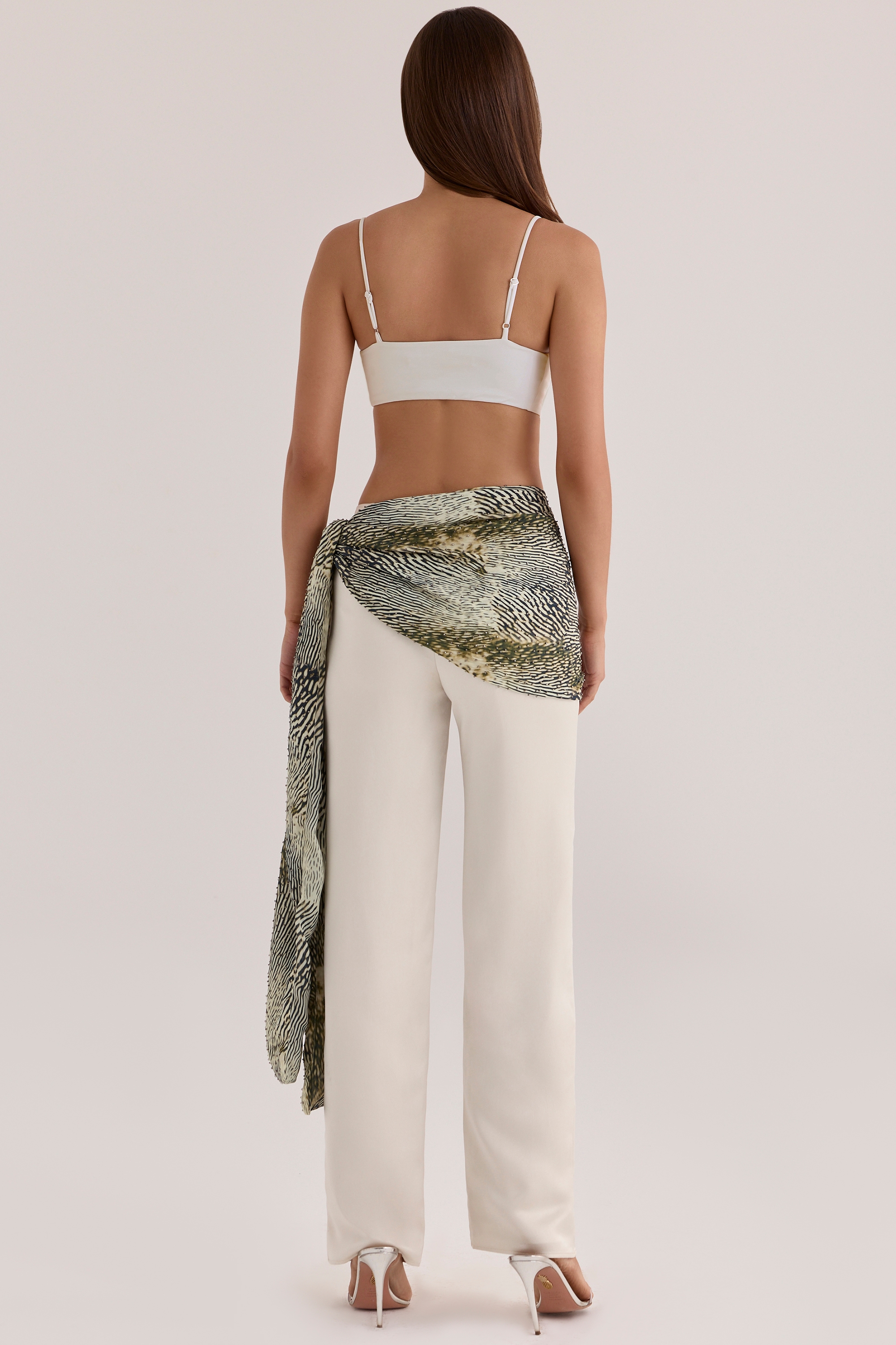 Animal Print Georgette Hand Embellished Beaded Sarong