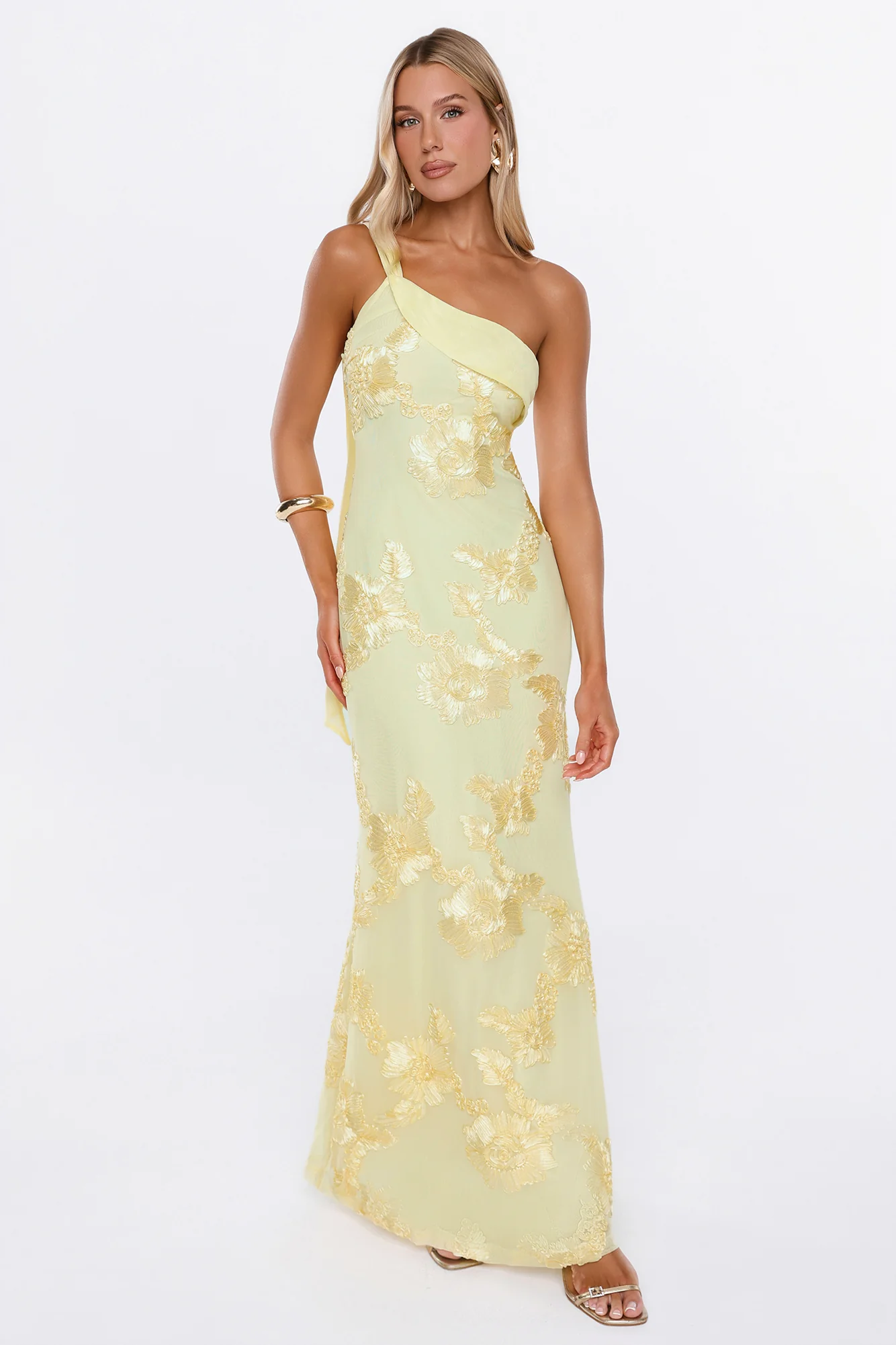 It Girl Energy One Shoulder Maxi Dress Yellow