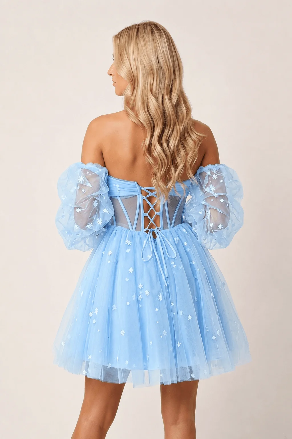 A-Line Pleated Tulle Homecoming Dress