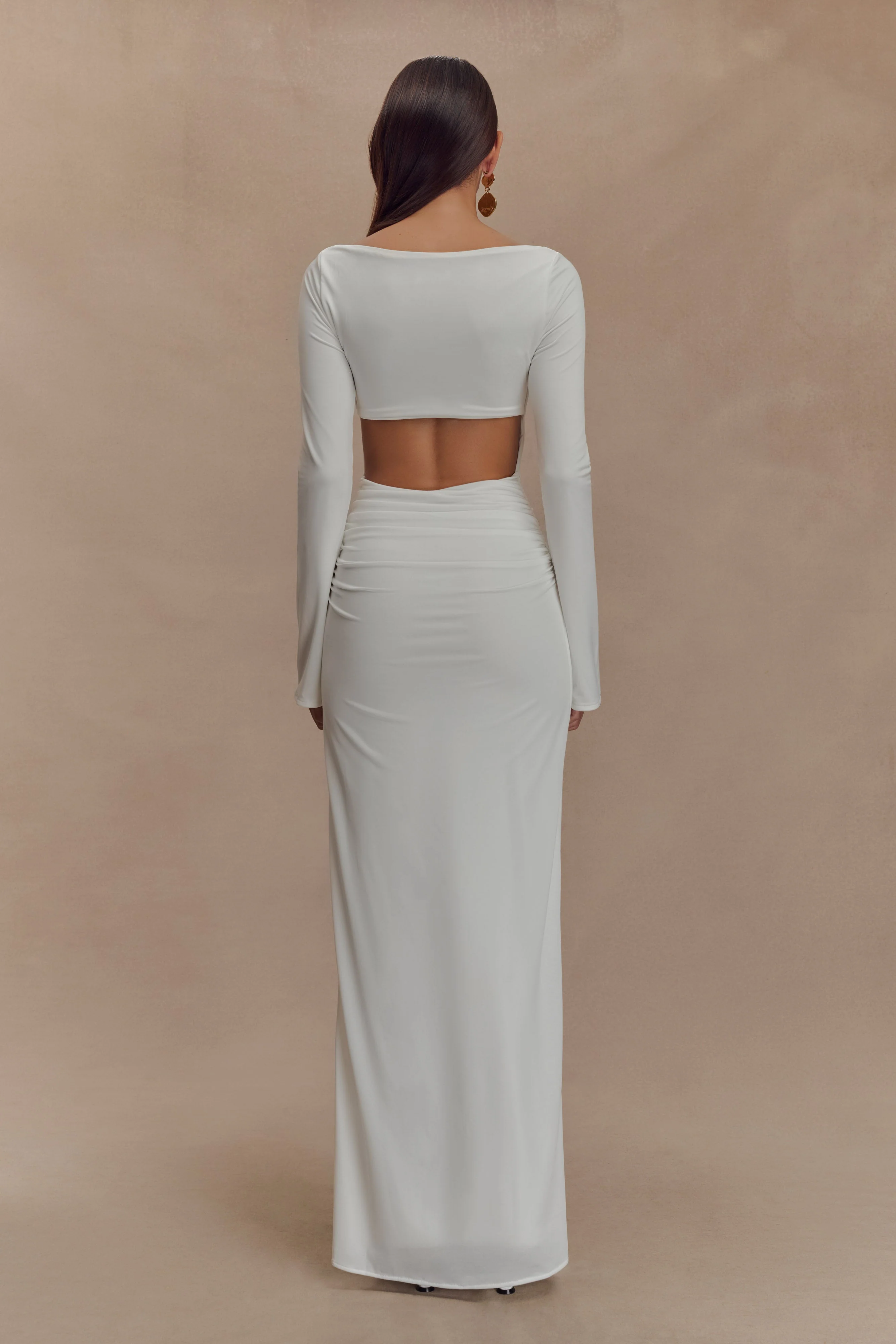 Vienna Slinky Cut Out Maxi Dress - White