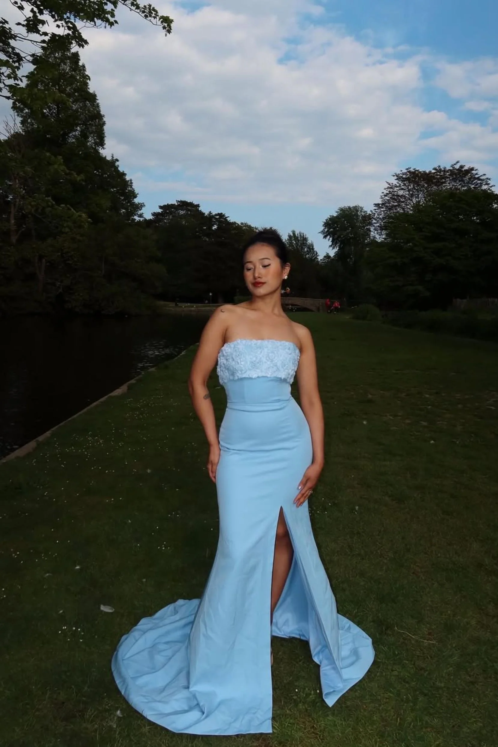 Trumpet-Mermaid Sweep-Brush Train Stretch Crepe Bridesmaid Dress CS0591BM