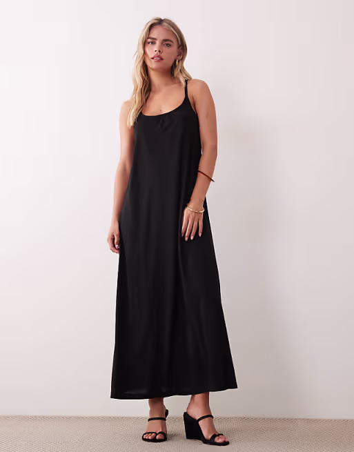 JDY Petite back tie midaxi dress in black