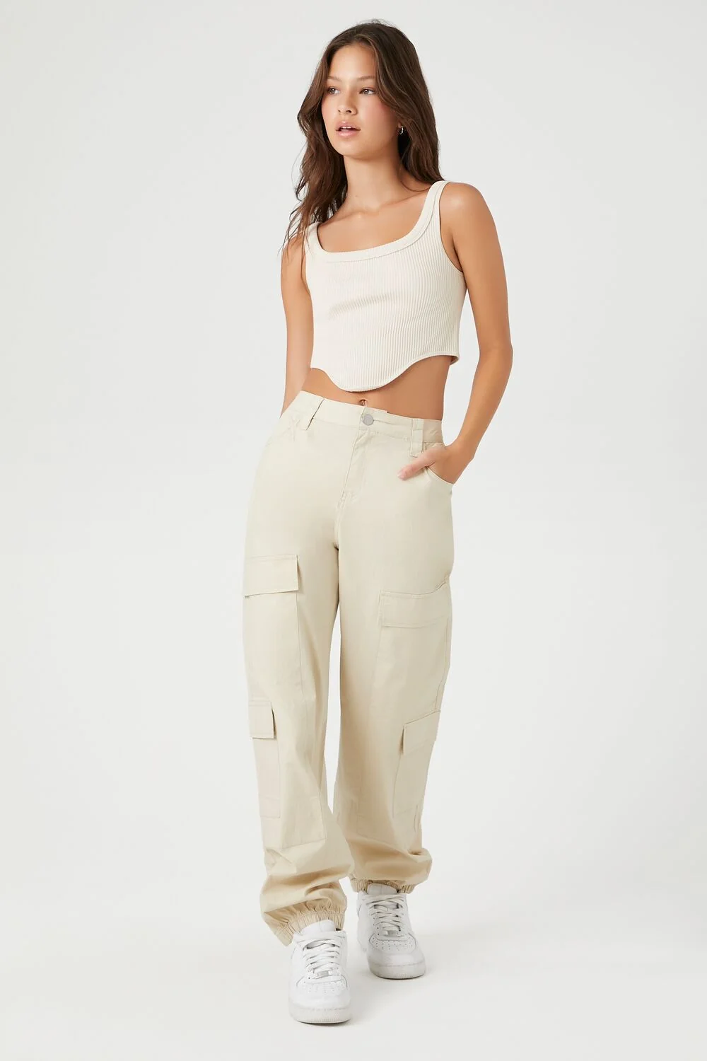 Seamless Curve-Hem Cropped Tank Top