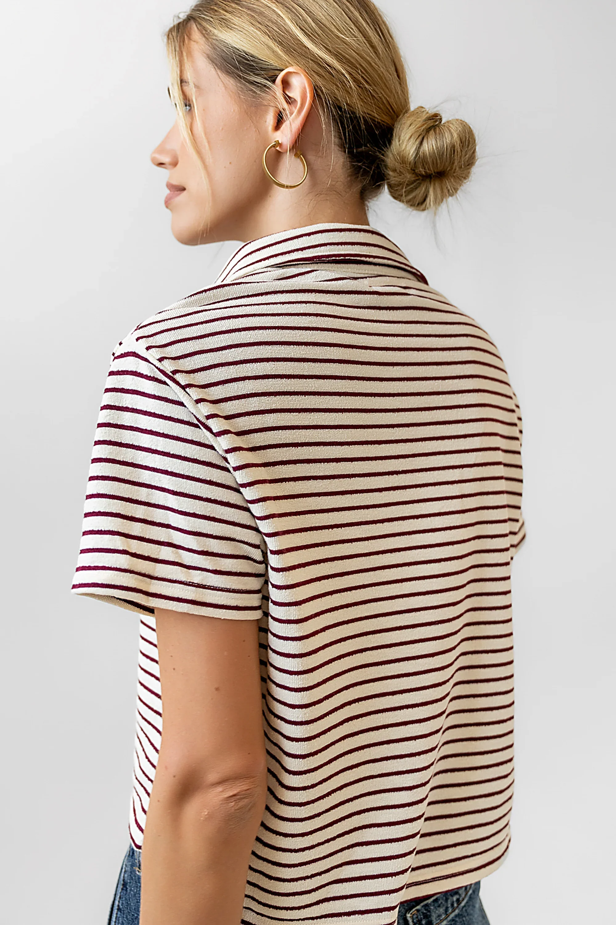 Lucca Striped Top in Burgundy