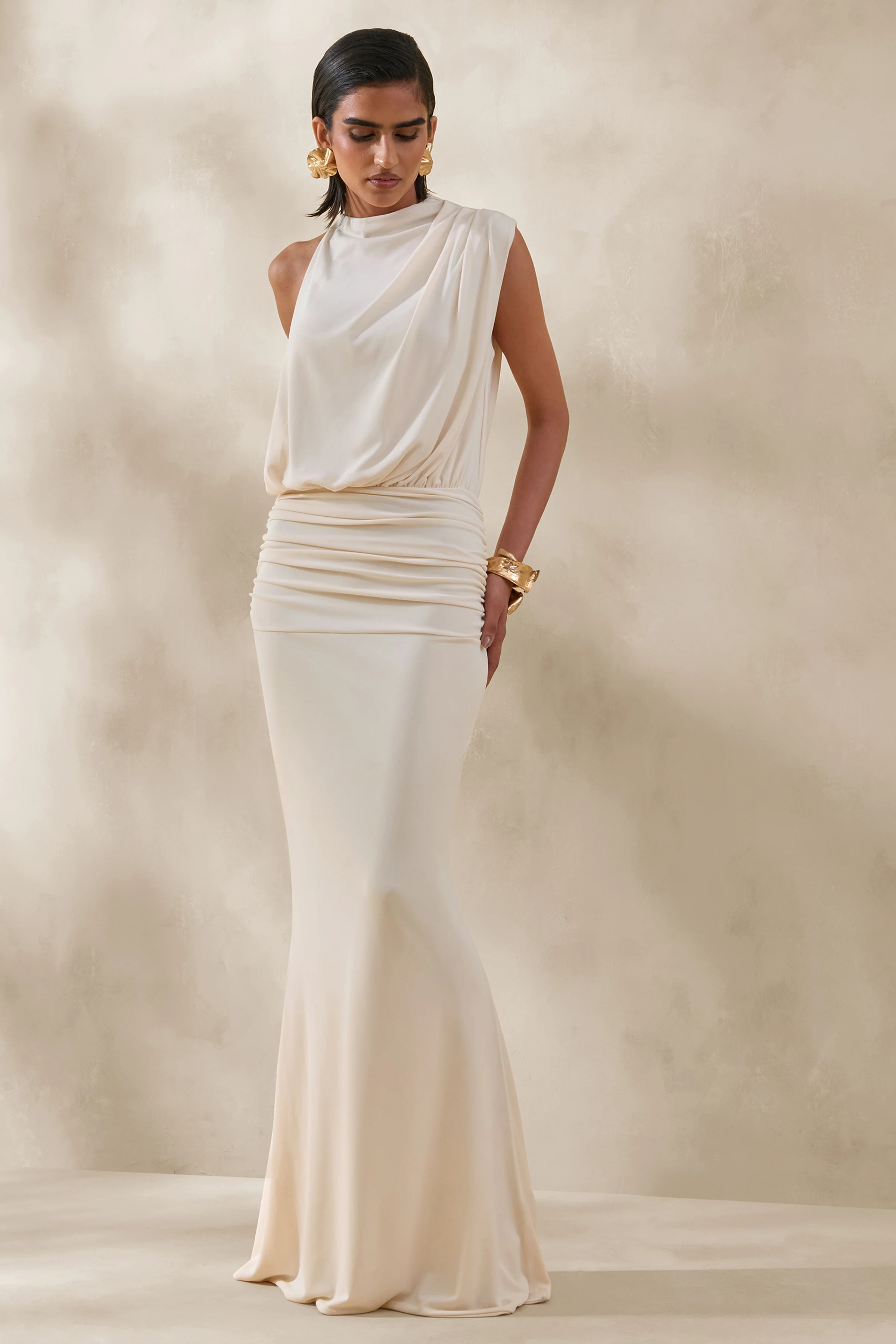 Umaira | Cream High-Neck Maxi Dress