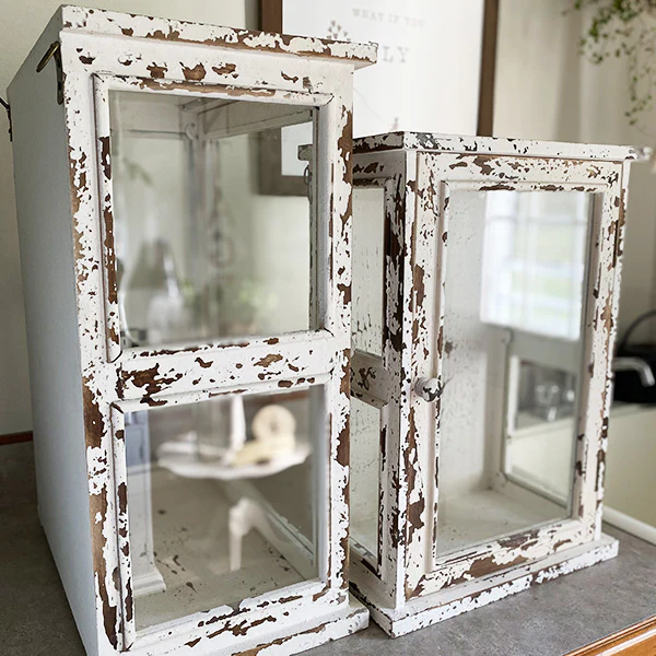 Antique Inspired Distressed Wooden Cabinets, Set of 2