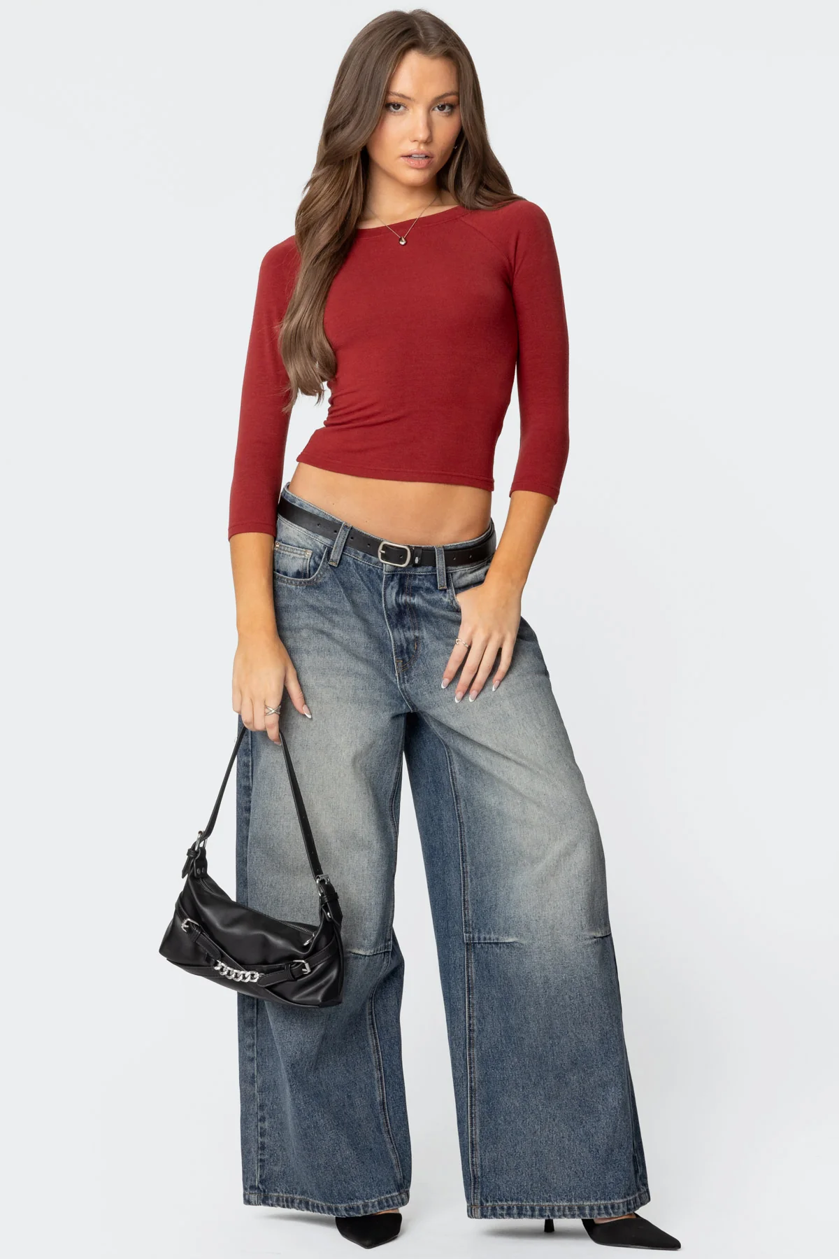 Mary Three-Quarter Sleeve Wide Neck Top
