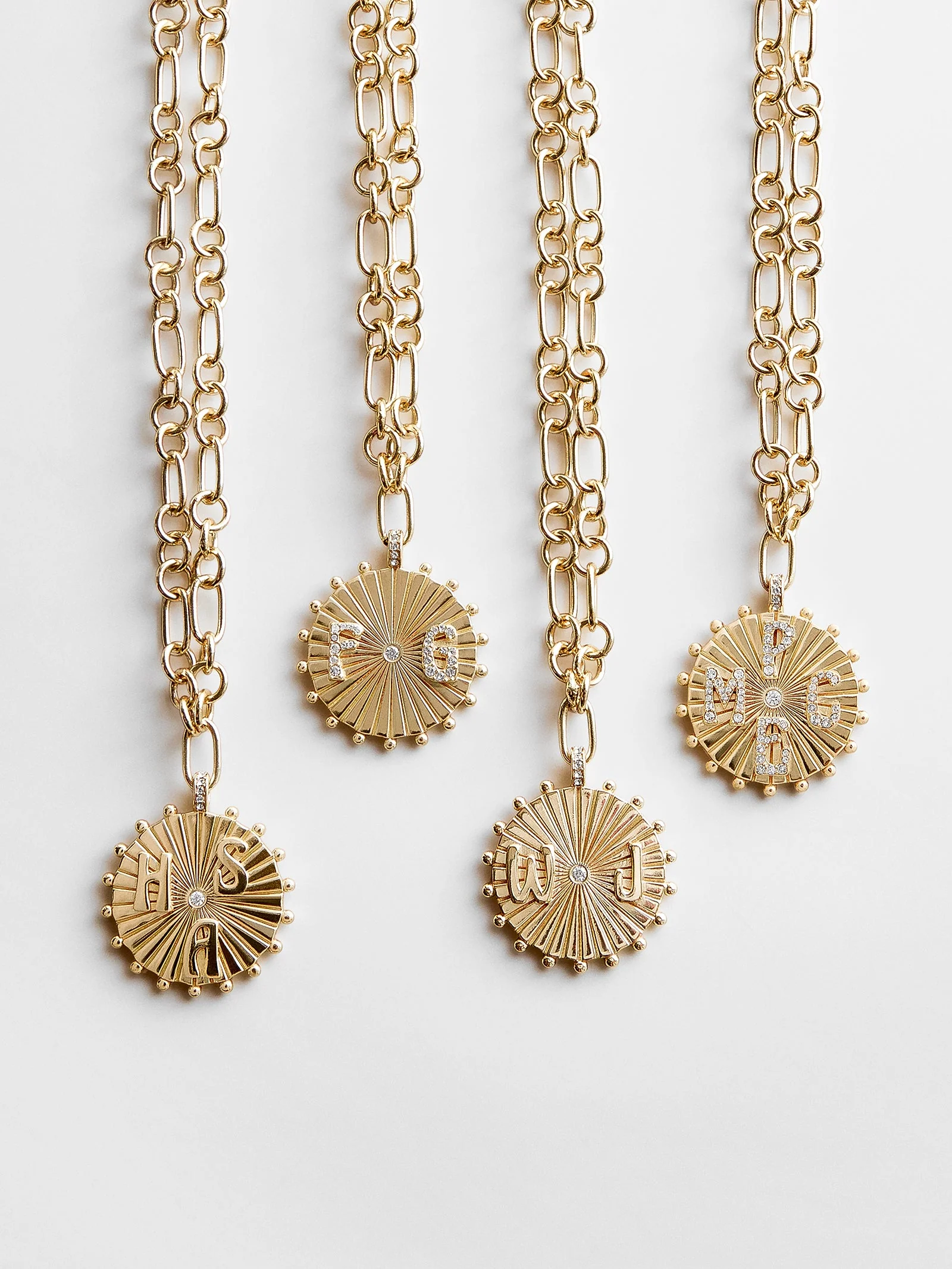 Initial Custom Medallion Necklace - Gold/Pavé