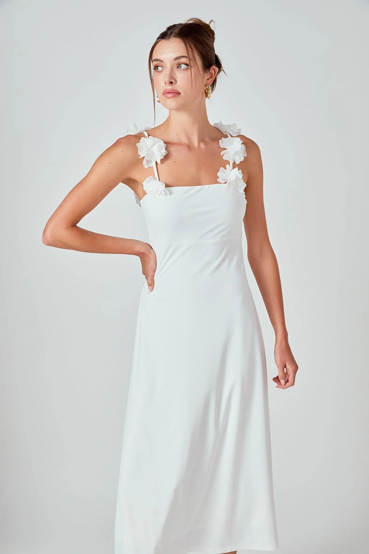 Rosette Shoulder Maxi Dress