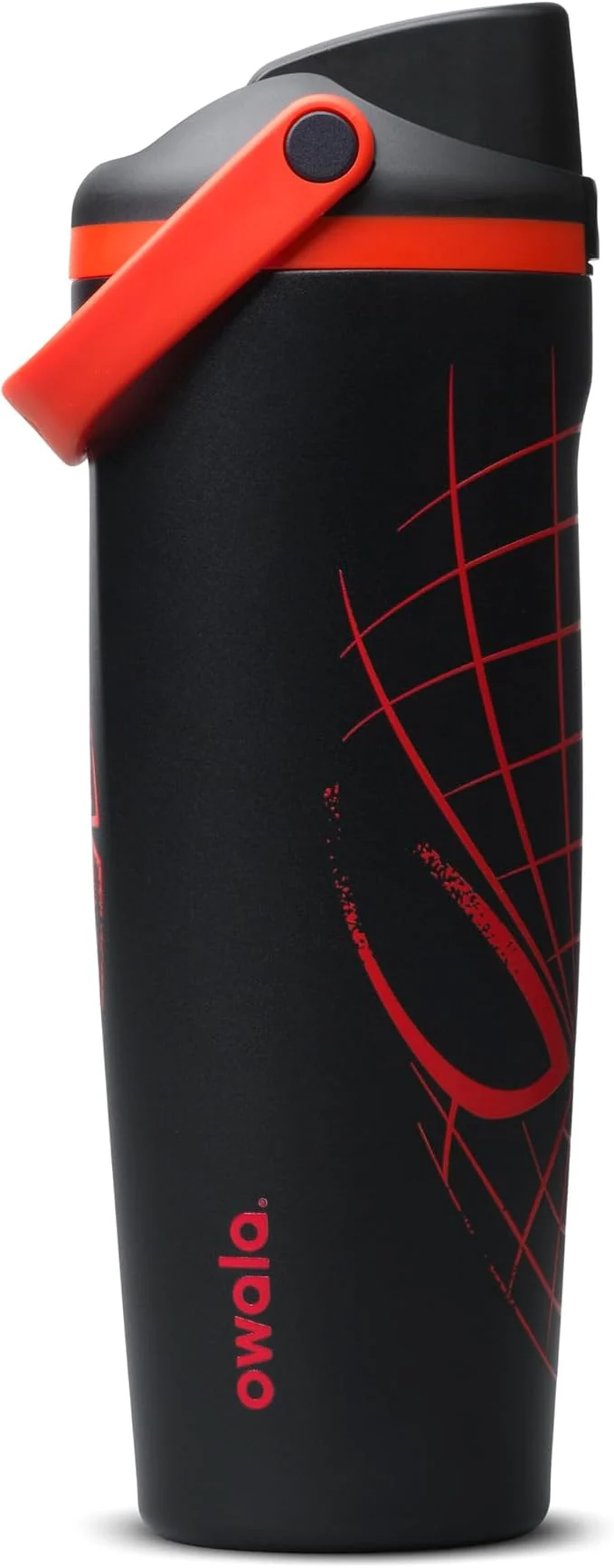 Owala Spider-Man FreeSip Sway Insulated Stainless Steel Water Bottle with Two-Way Spout, Built-in Straw and Bucket Handle, Suitable for School and Sports, 30 oz (approx. 850.5 g), BPA-Free, Leak-Proof, Night Watch