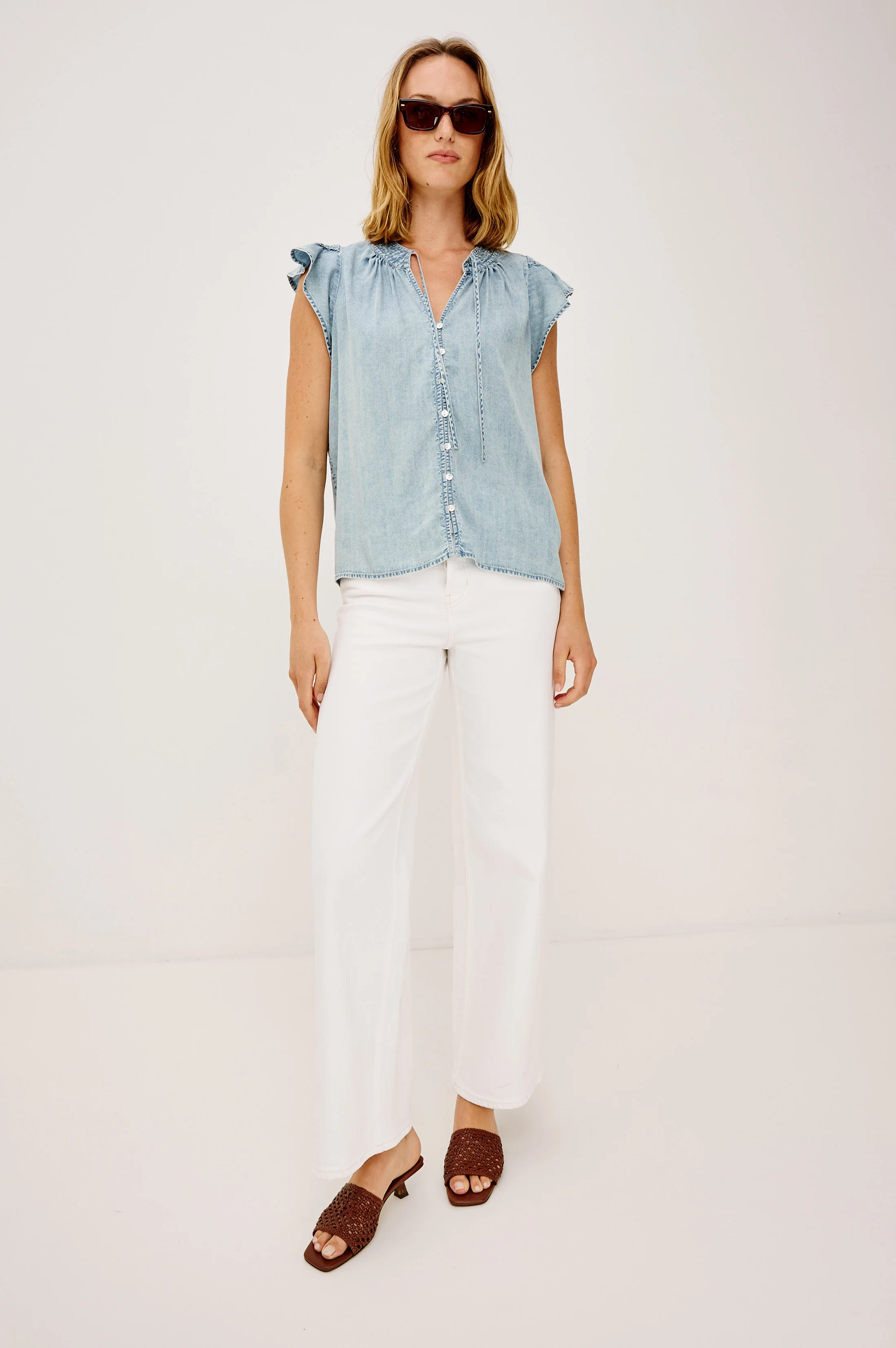 Aviva Top - Bleached Indigo