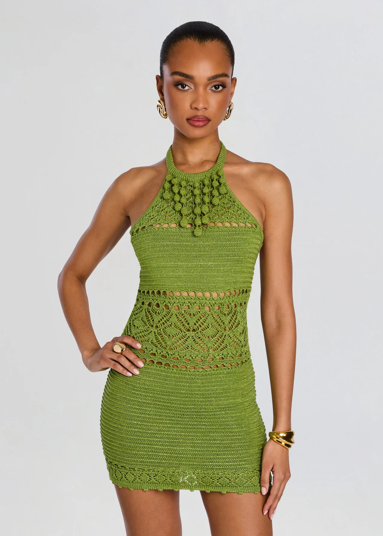 Retrofête Roseline Metallic Crochet Dress