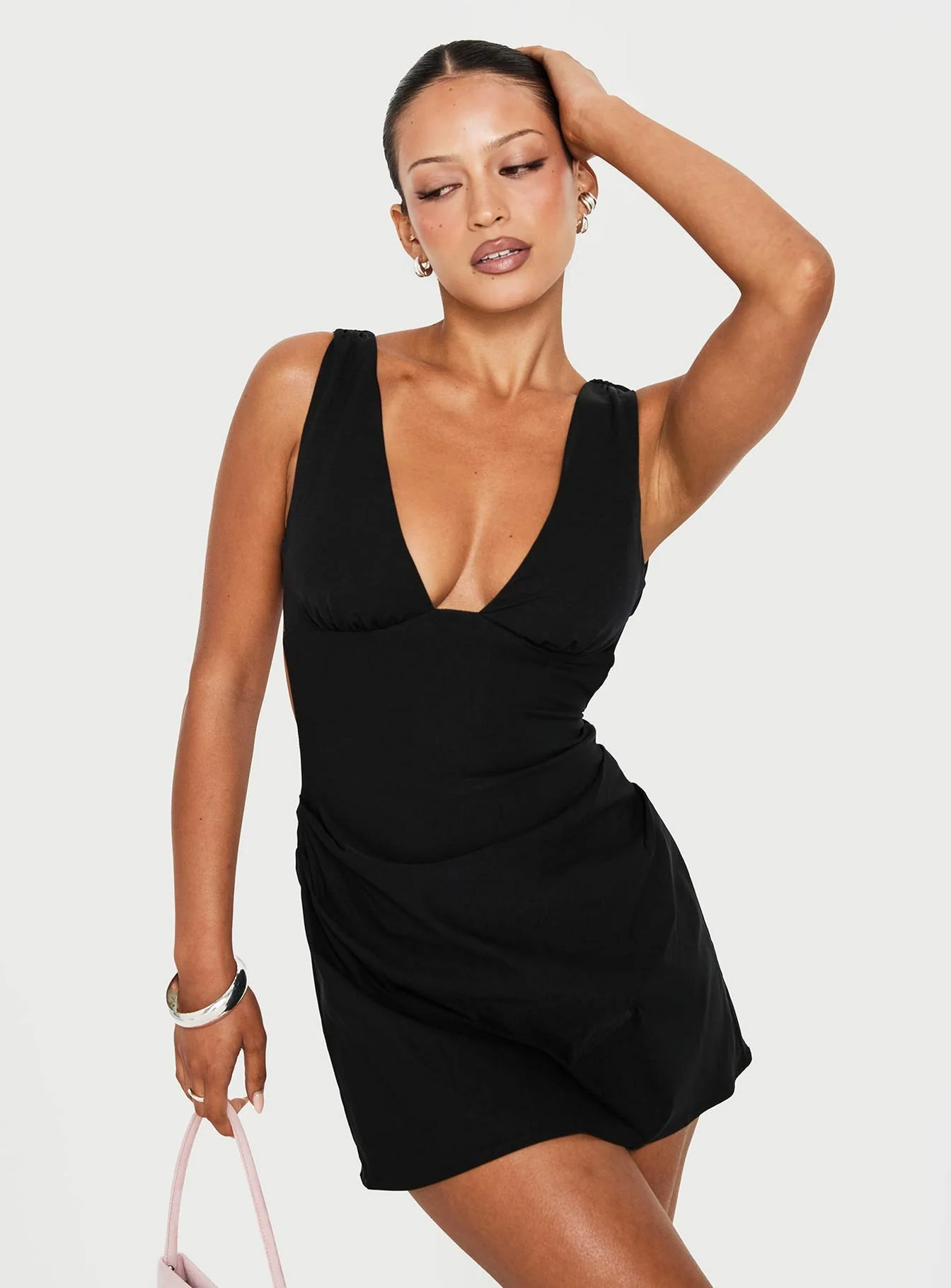 Sunswept Open Back Mini Dress Black