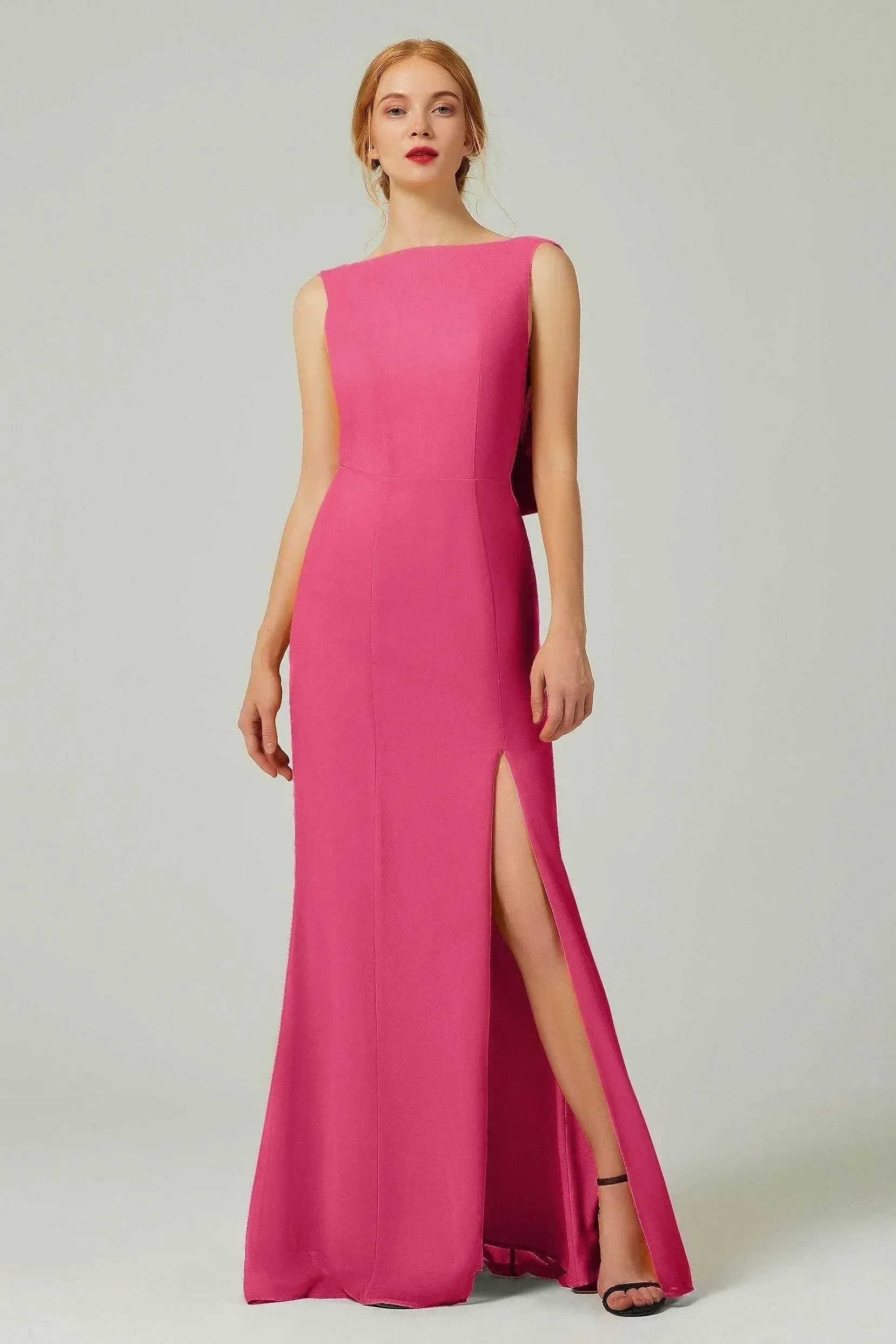 Sheath-Column Sweep-Brush Chiffon Bridesmaid Dress Formal Dresses CB0310