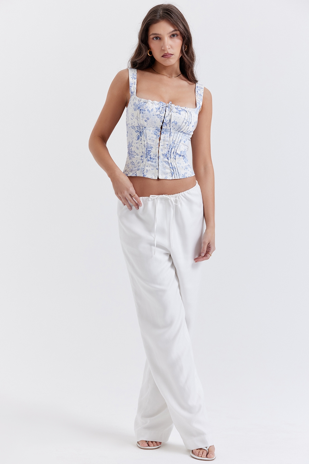 Ivory Linen Mix Trousers