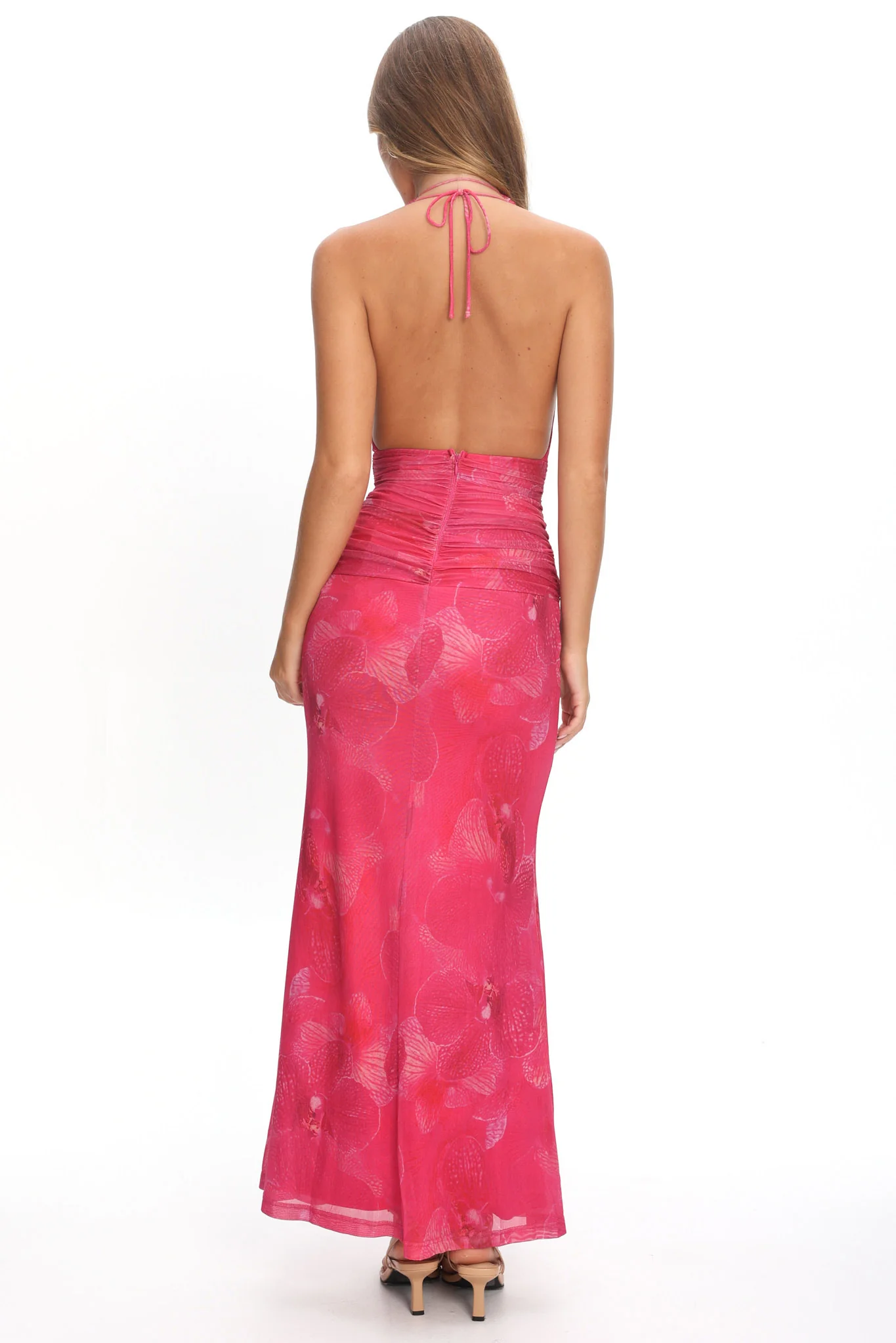Shanna Plunging Halterneck Maxi Dress Fuchsia