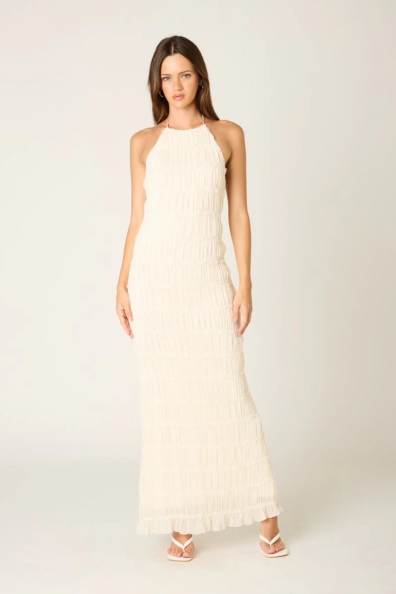 Pleated Halter Maxi Dress