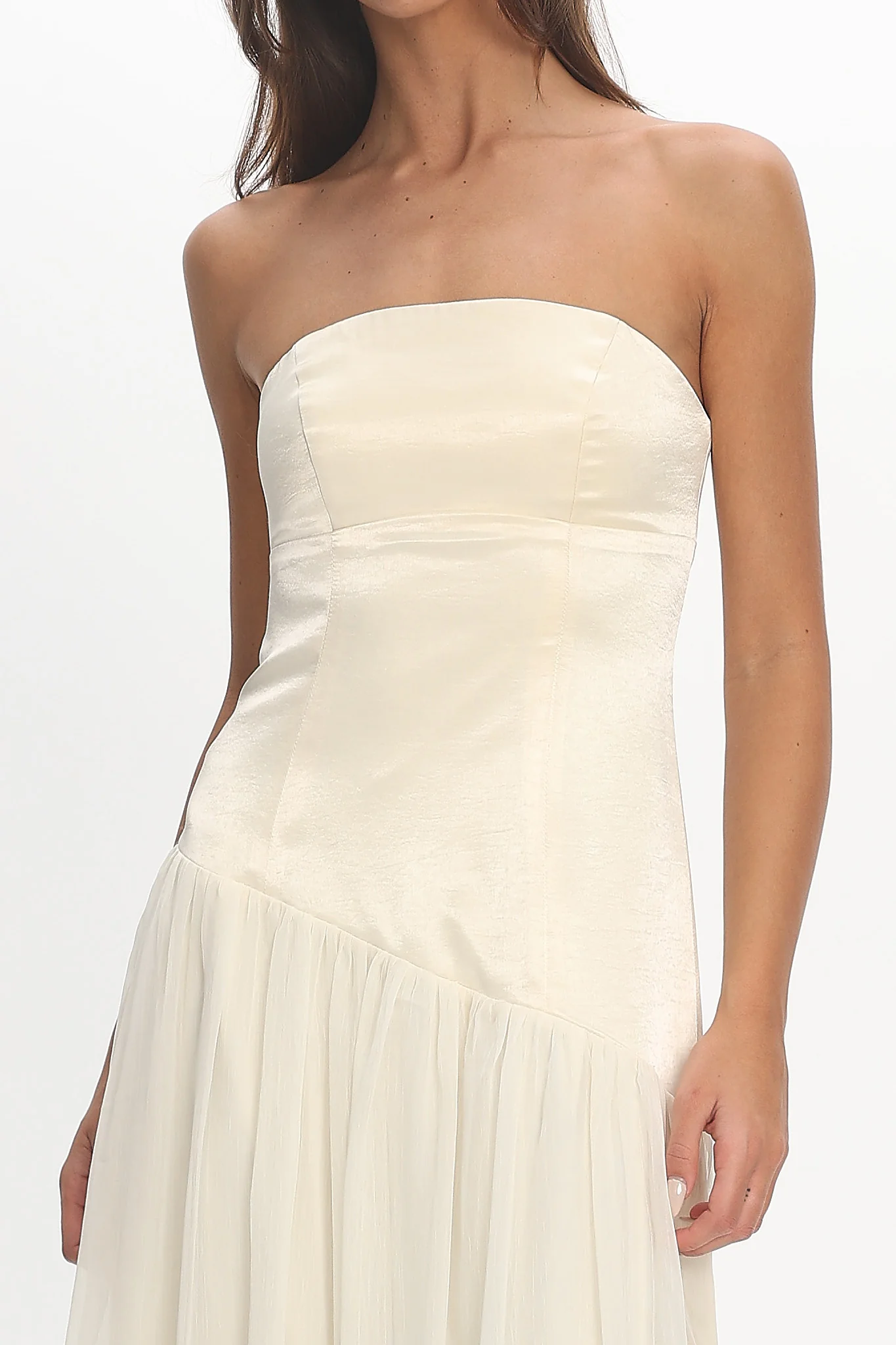 Karielle Asymmetric Drop Waist Maxi Dress Butter