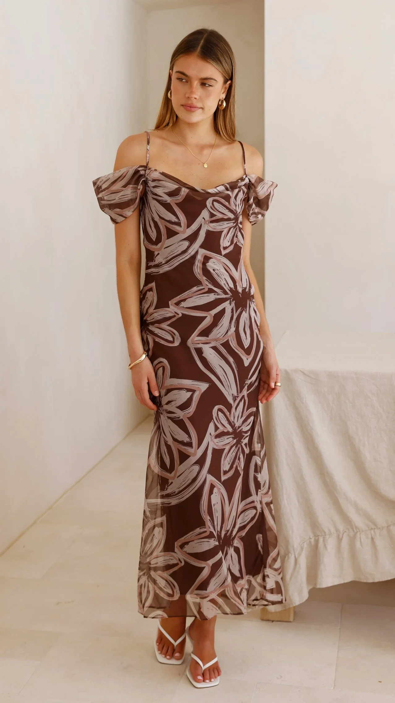 Adrianna Maxi Dress - Brown Floral