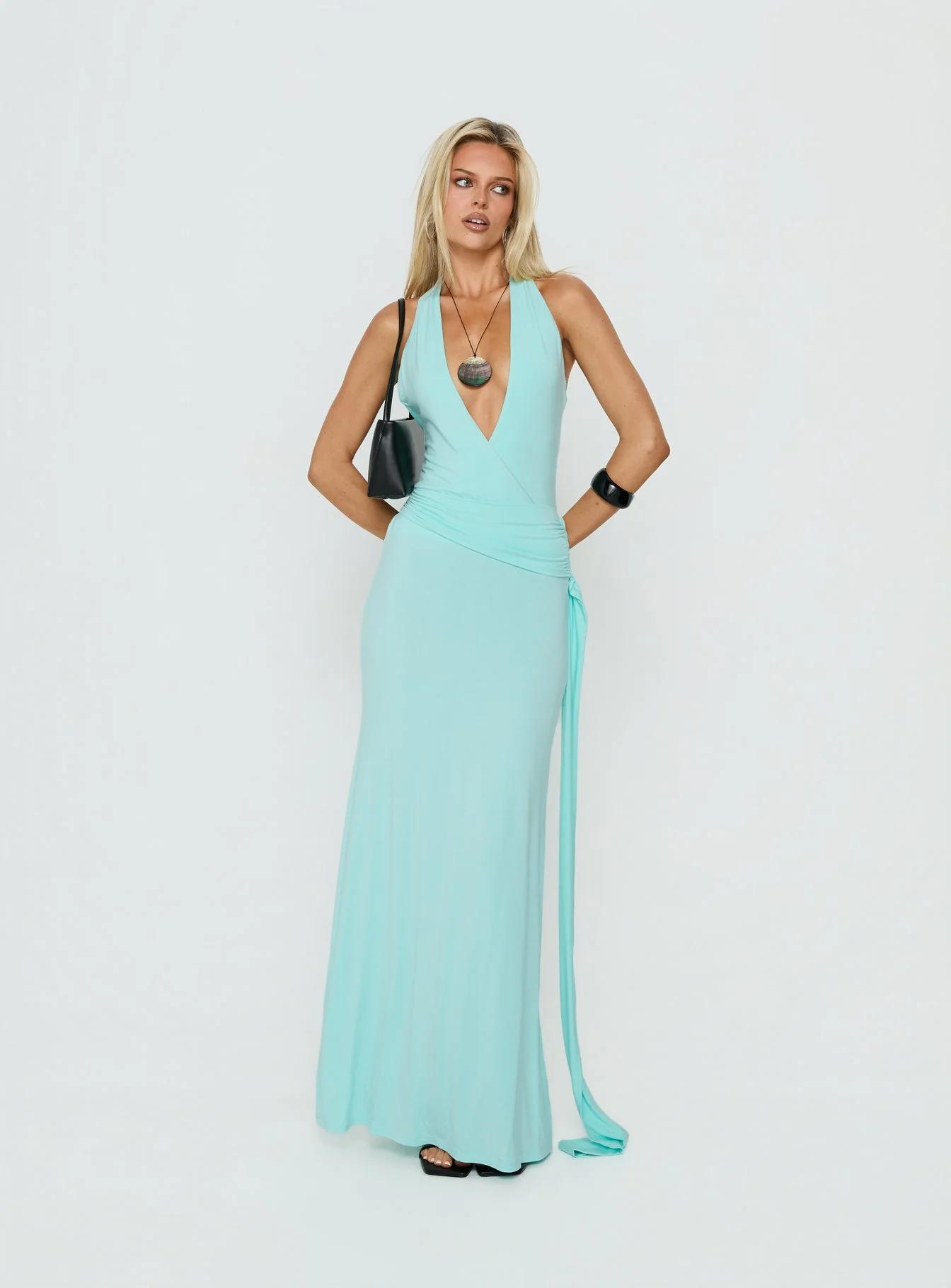 So Major Draped A-Line Maxi Dress Blue