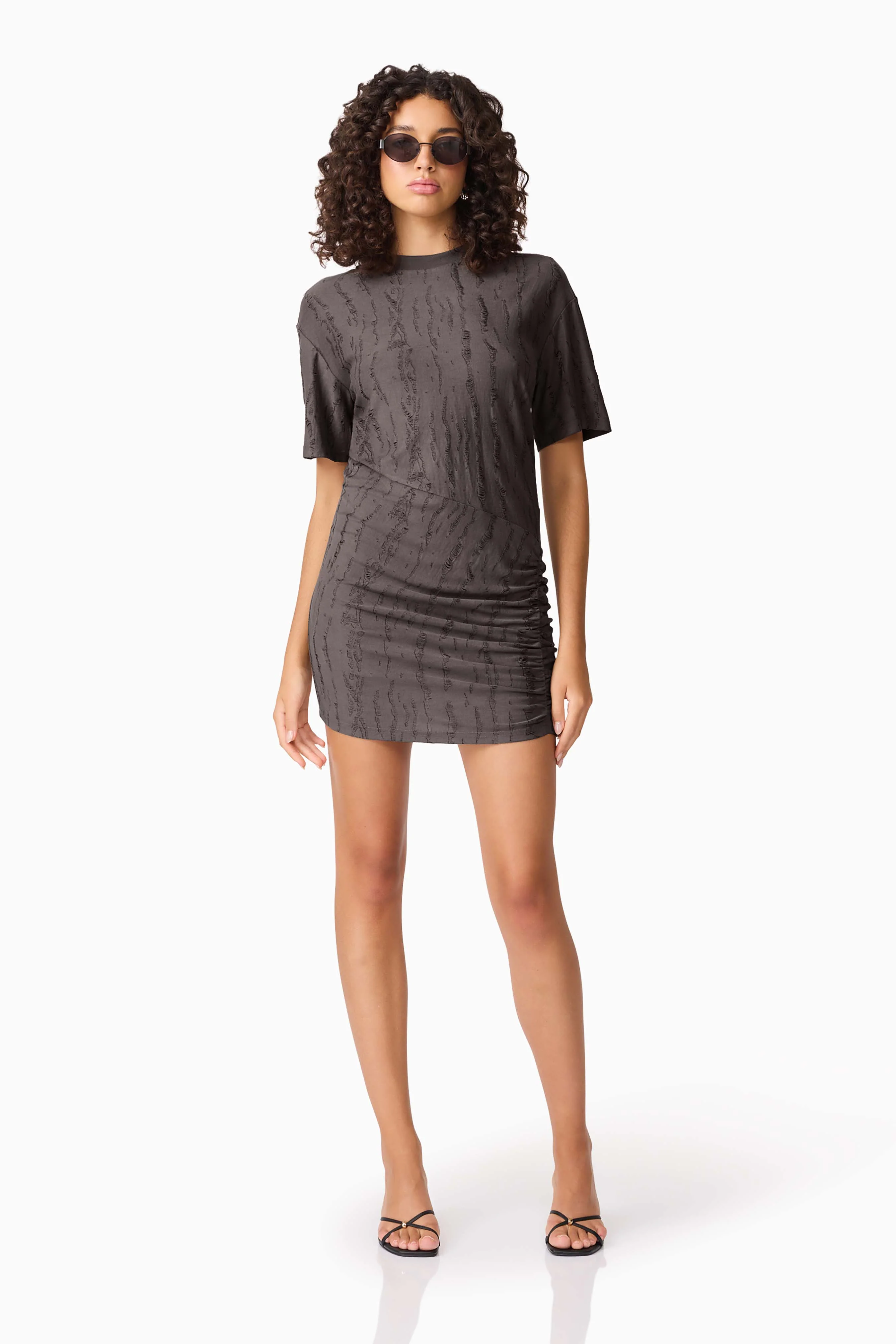CURAAE Lavania Short Sleeve Mini Dress in Grey