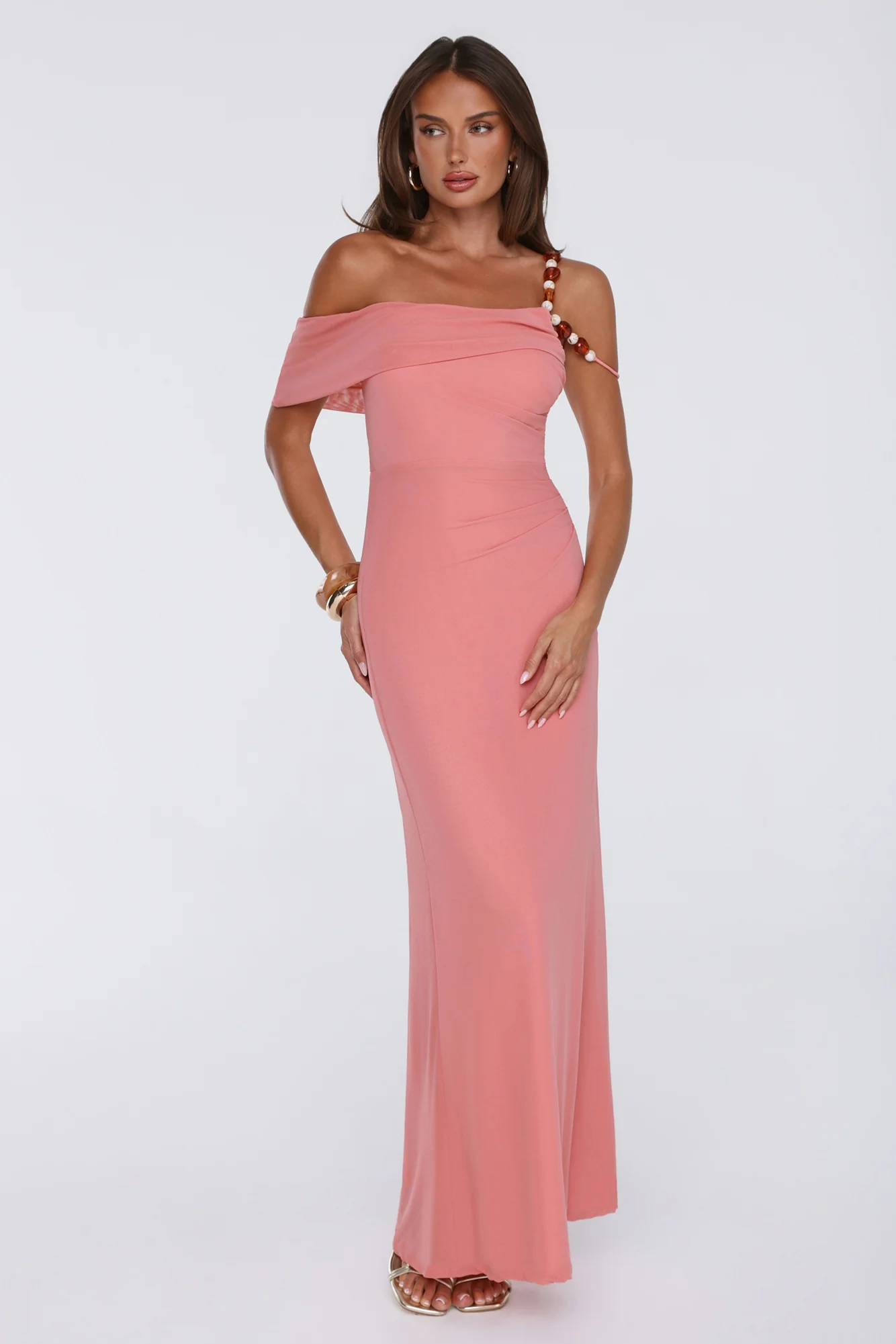 Yours In Summer Mesh Maxi Dress Peach