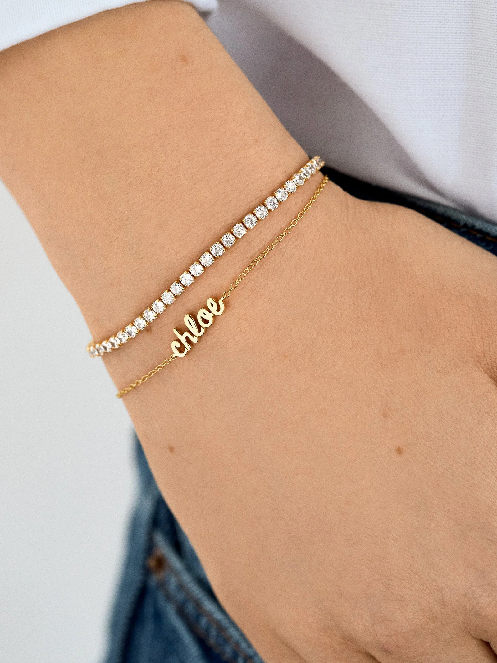 14K Gold Custom Nameplate Bracelet - 14K Gold