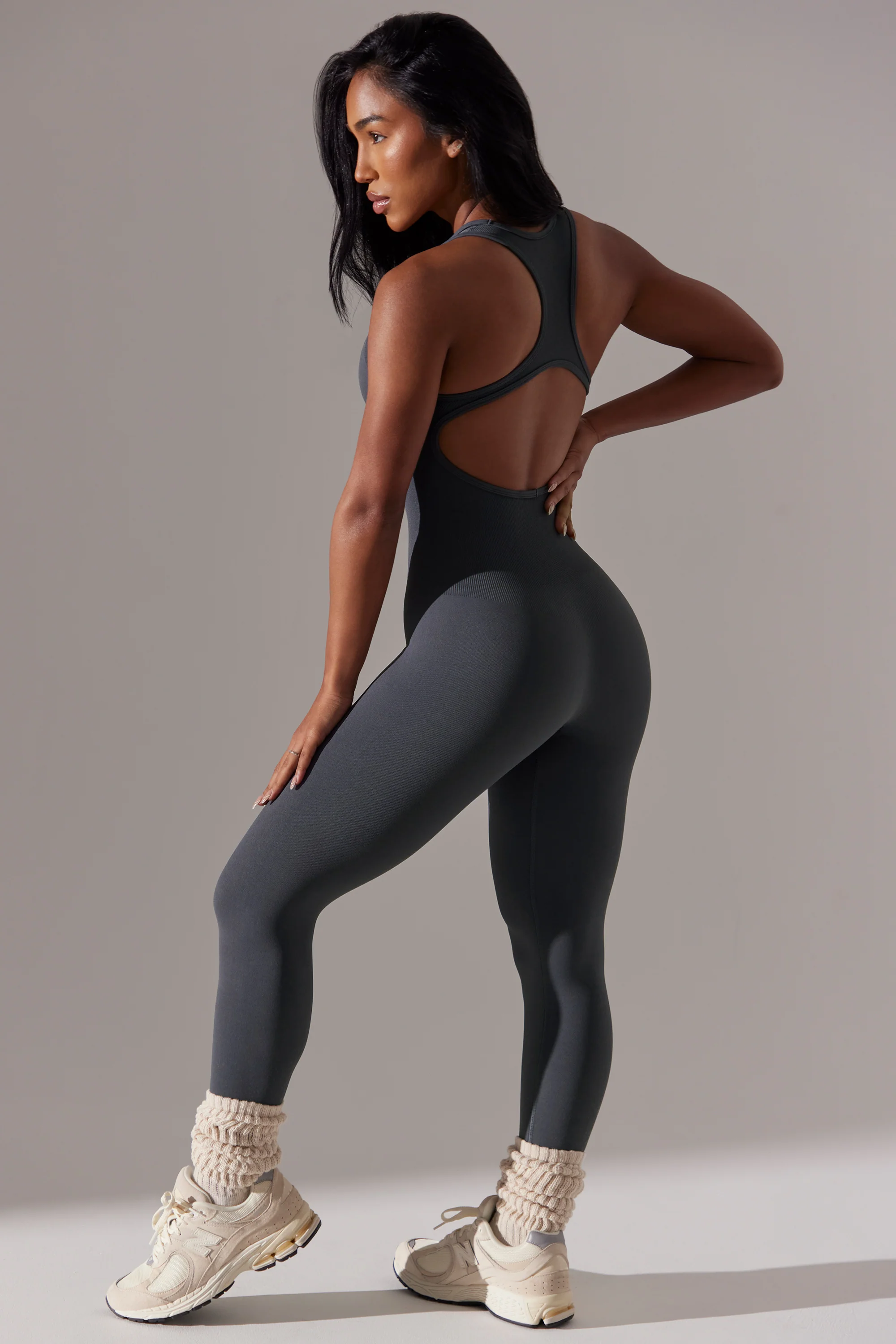 Full Length Cut-Out Jumpsuit in Grey