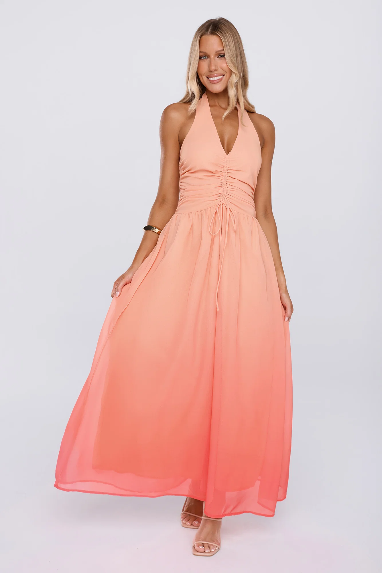 Always Invited Halter Maxi Dress Orange