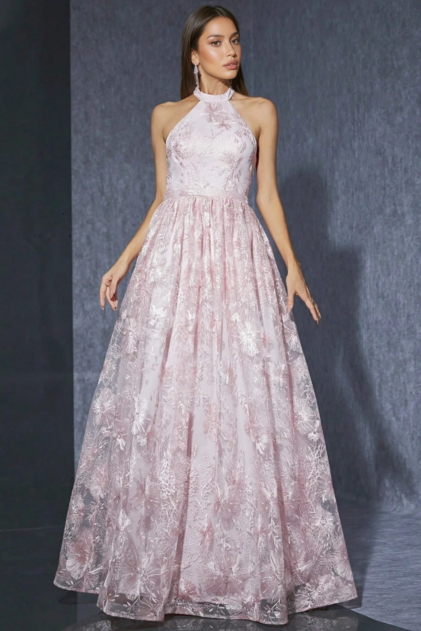 Bea Neckline Pink Mesh Maxi Dress