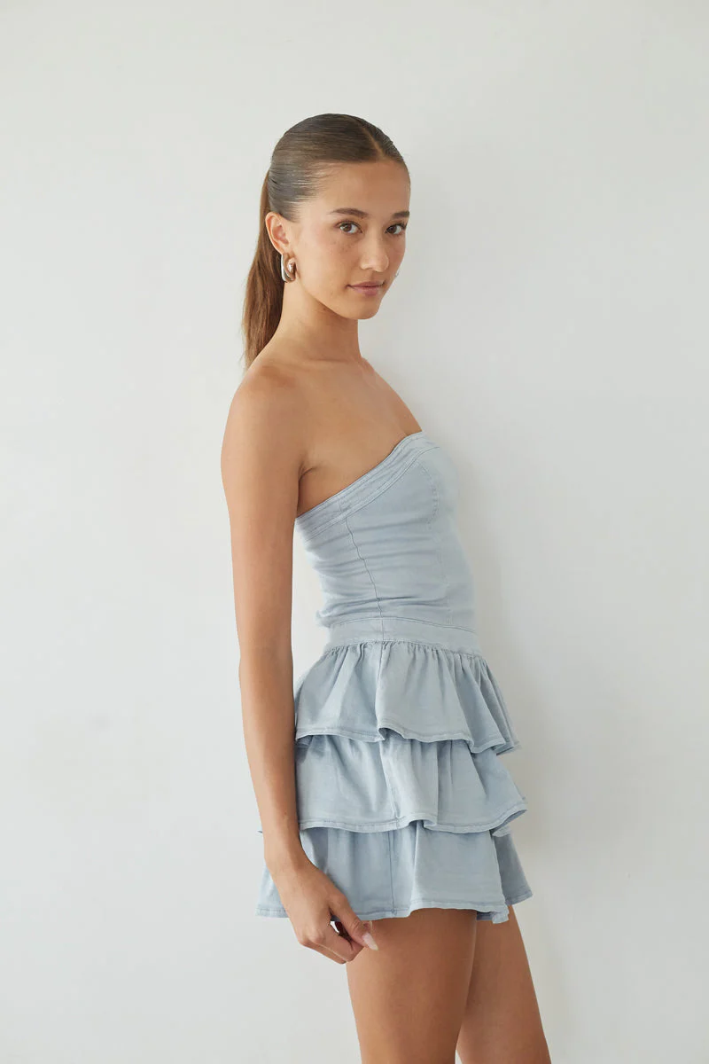 Venus Strapless Ruffle Mini Dress