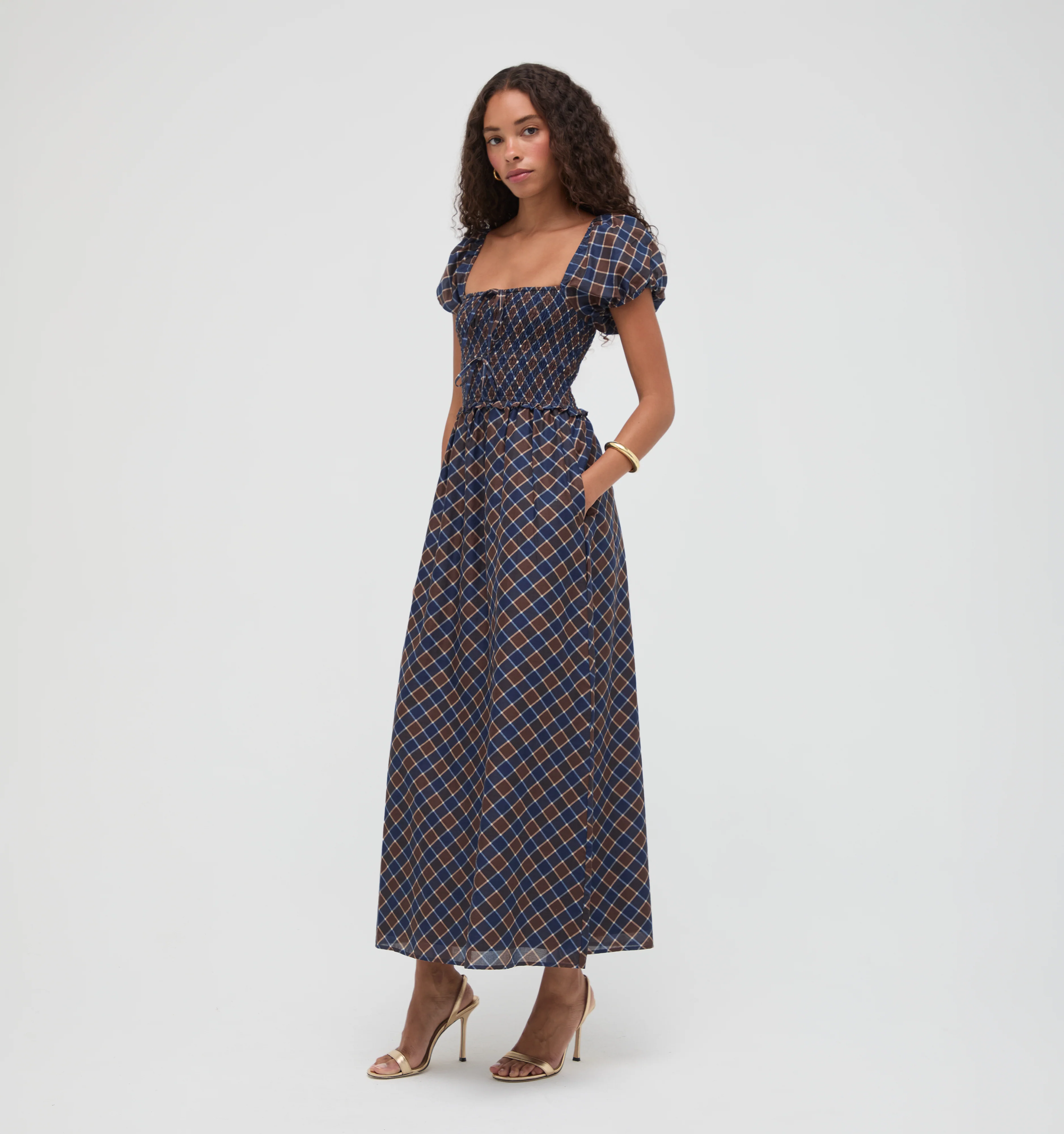 The Aster Nap Dress -  Wilshire Plaid Chocolate/Navy