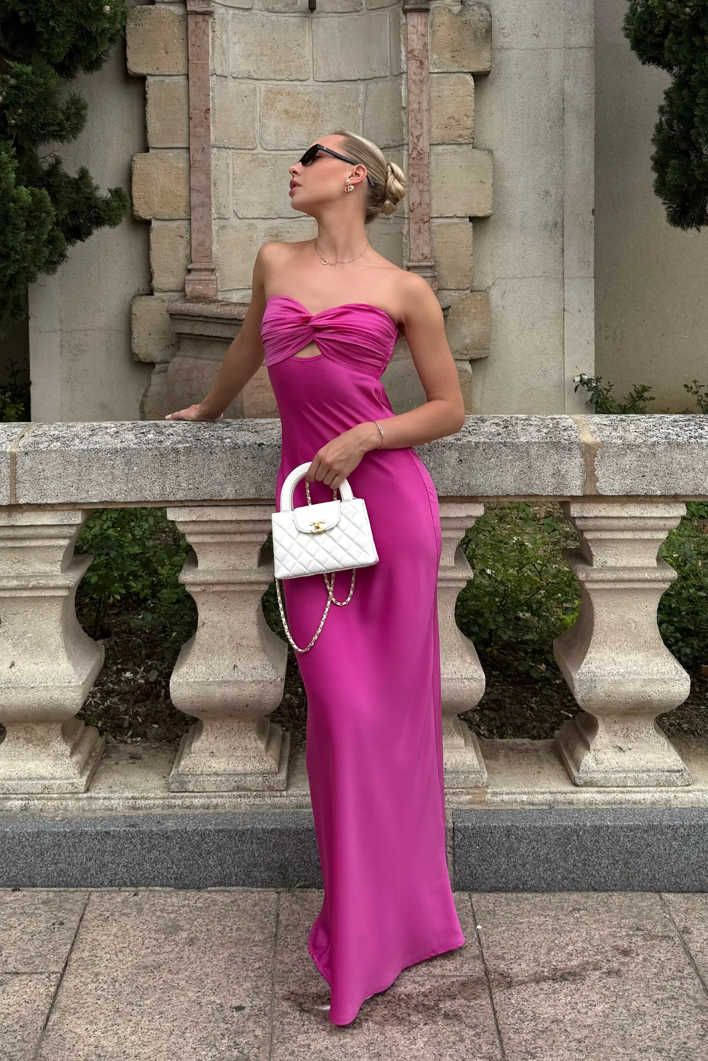 Strapless Satin Maxi Dress