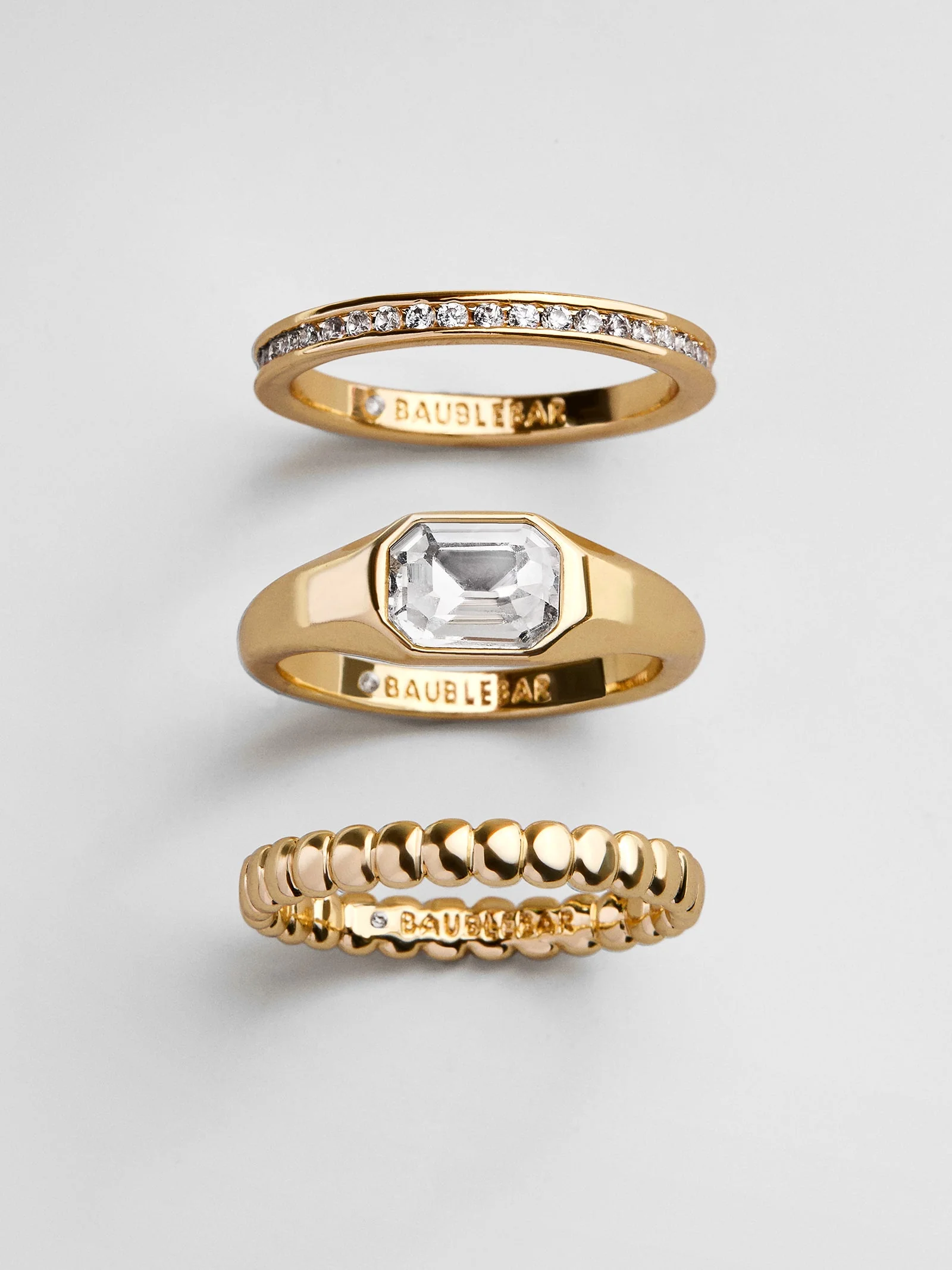 Mary Gold Ring Set - Gold/Pavé
