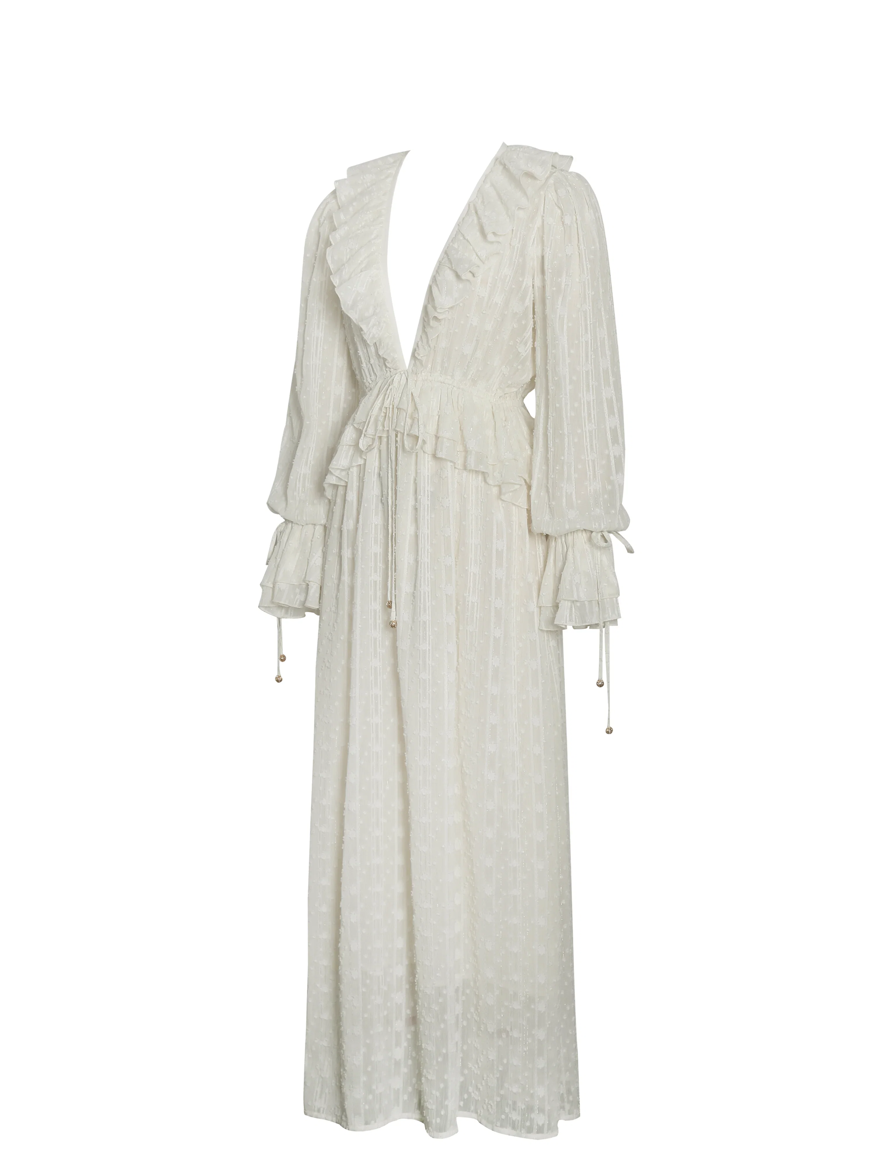 Safiya Jacquard Chiffon Long Sleeve Maxi Dress - FASHION NOB